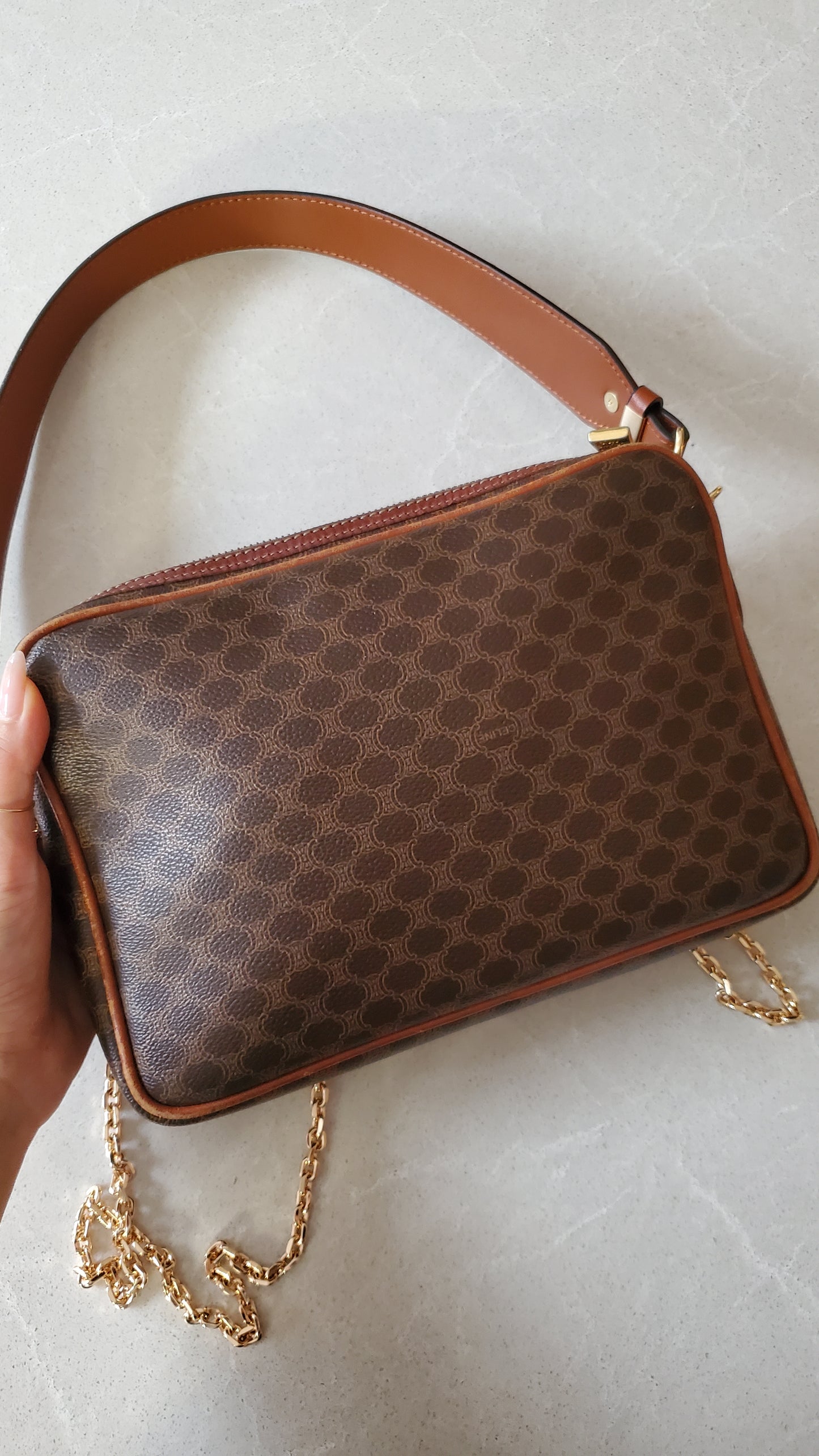 Authentic Vintage Celine Upcycle Purse on Chain & Strap