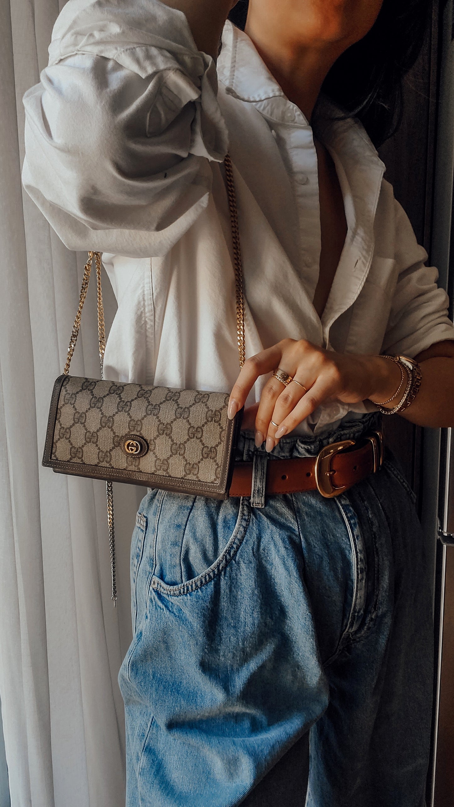 Authentic Vintage Gucci Upcycle Long Wallet on Chain & Strap
