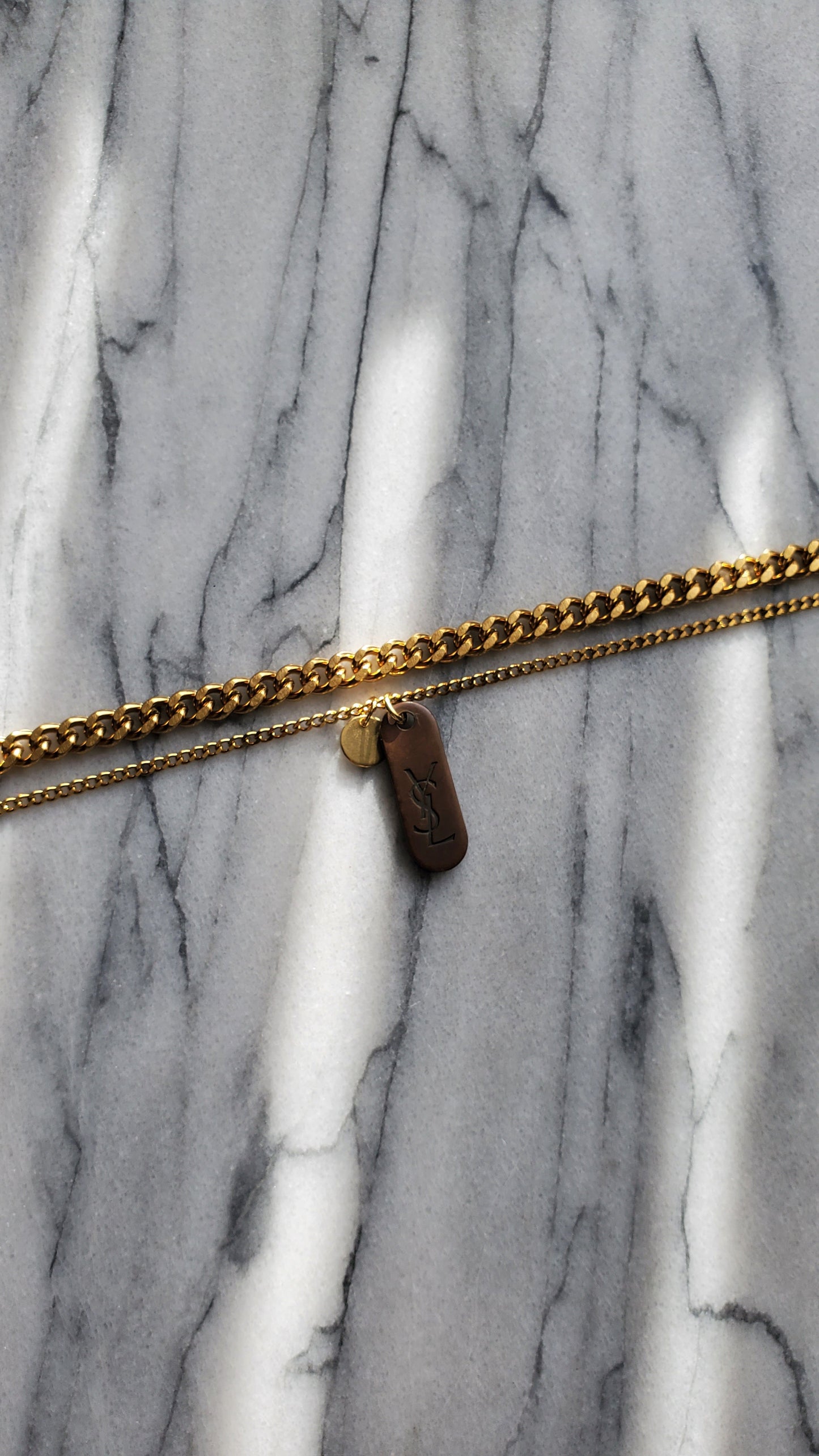 Authentic Yves Saint Laurent Upcycle Double Layers Necklace