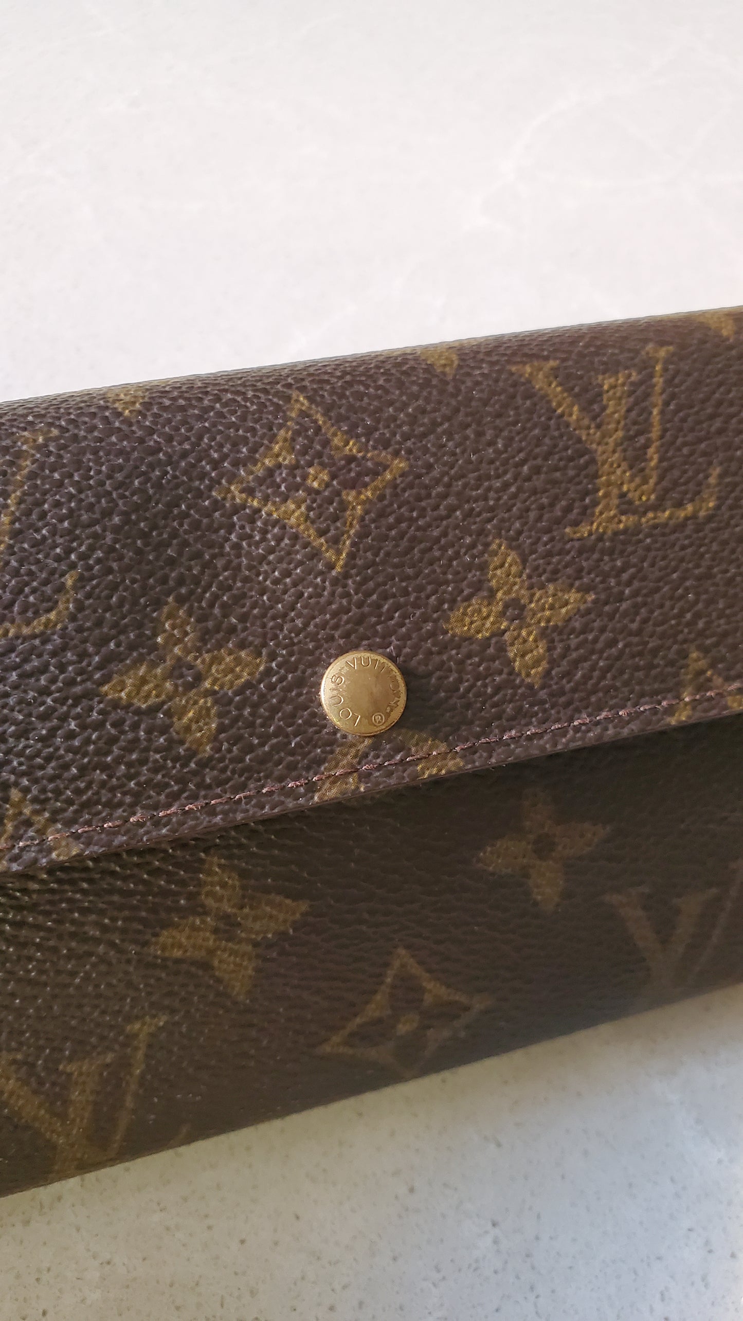 Authentic Louis Vuitton (CA0937) Upcycle Long Brown Wallet on Chain