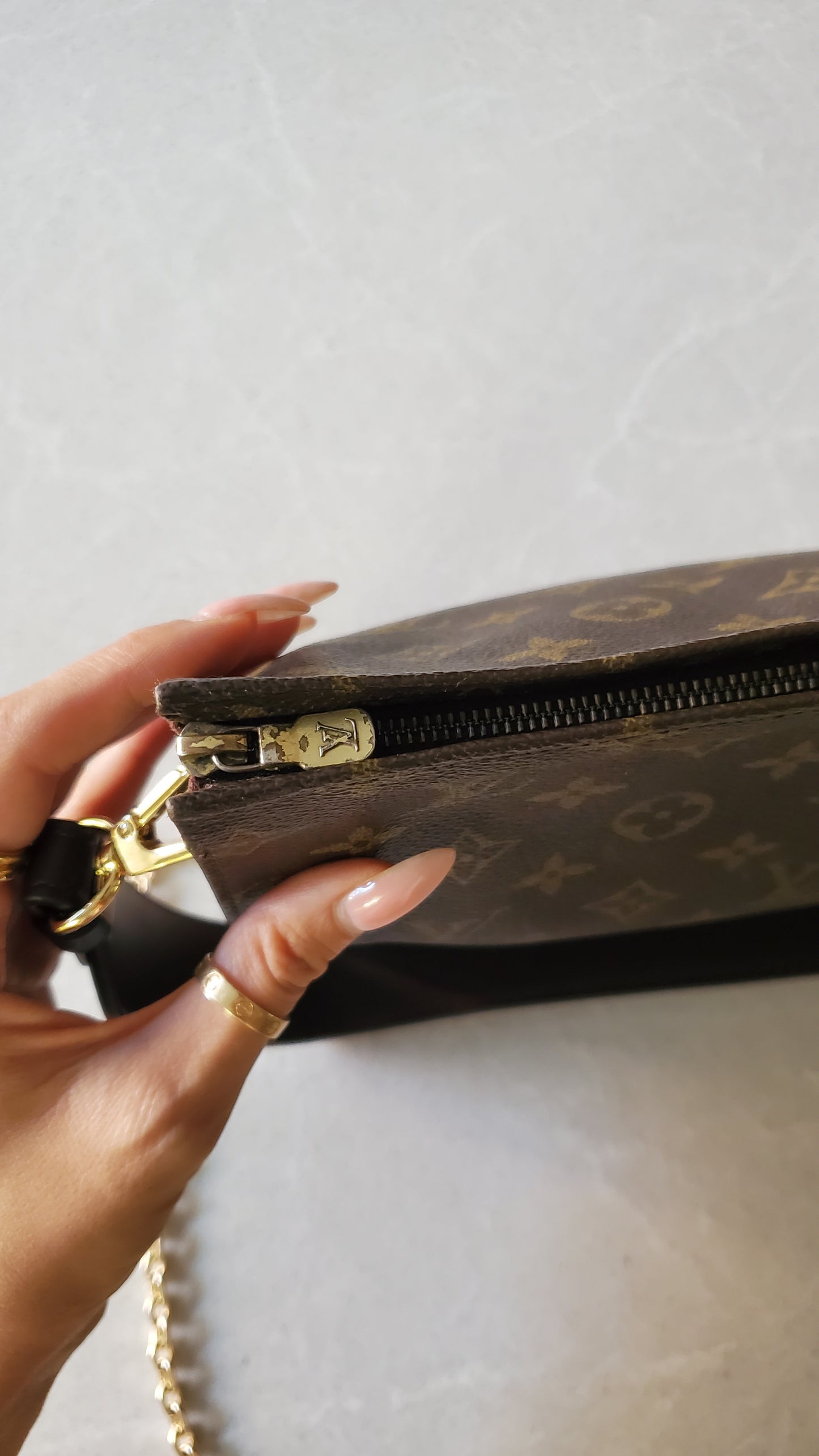 Authentic Vintage Louis Vuitton Upcycle Pouch on Chain & Strap