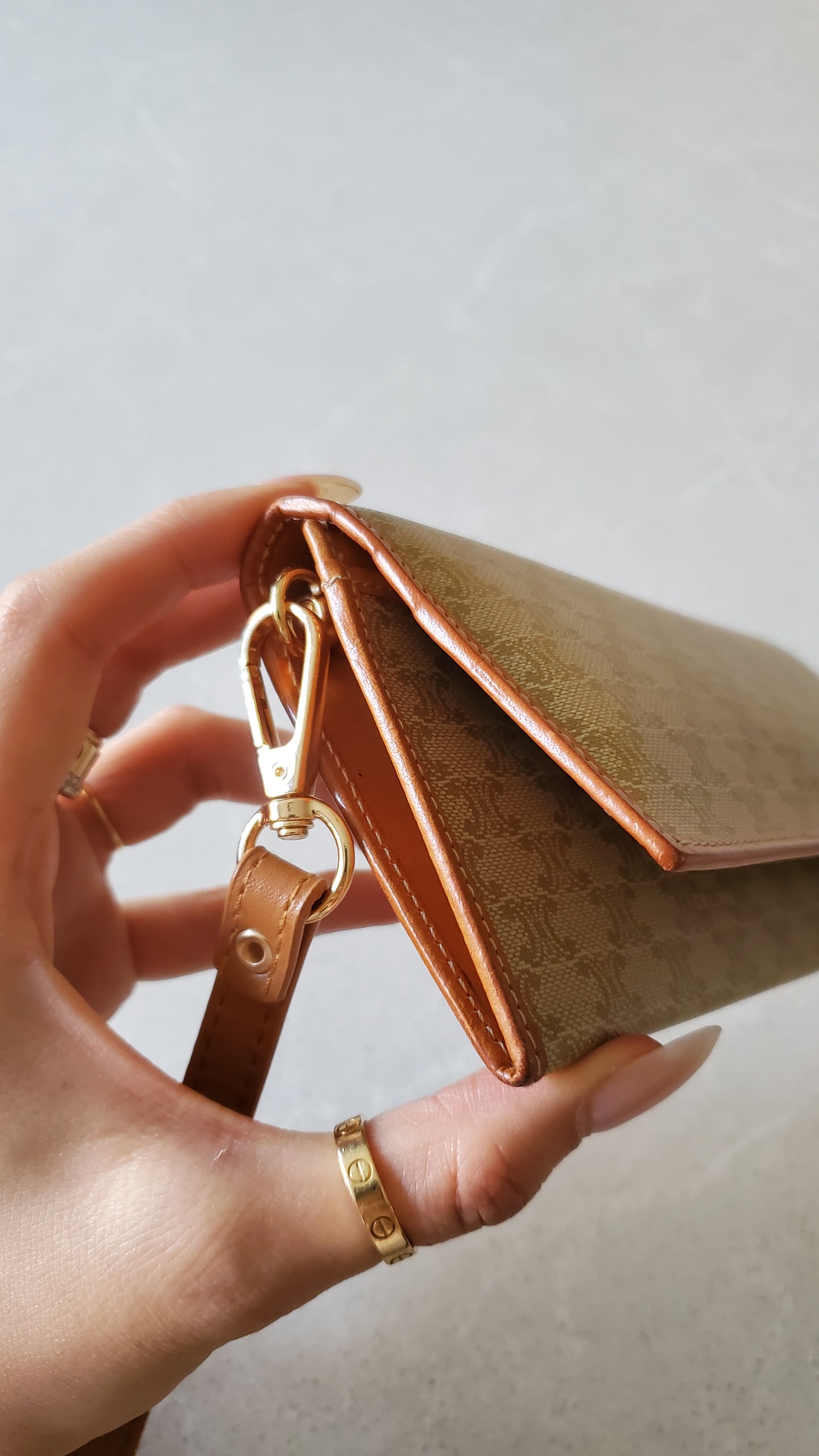 Authentic Vintage Celine Upcycle Long Flap Wallet on Strap