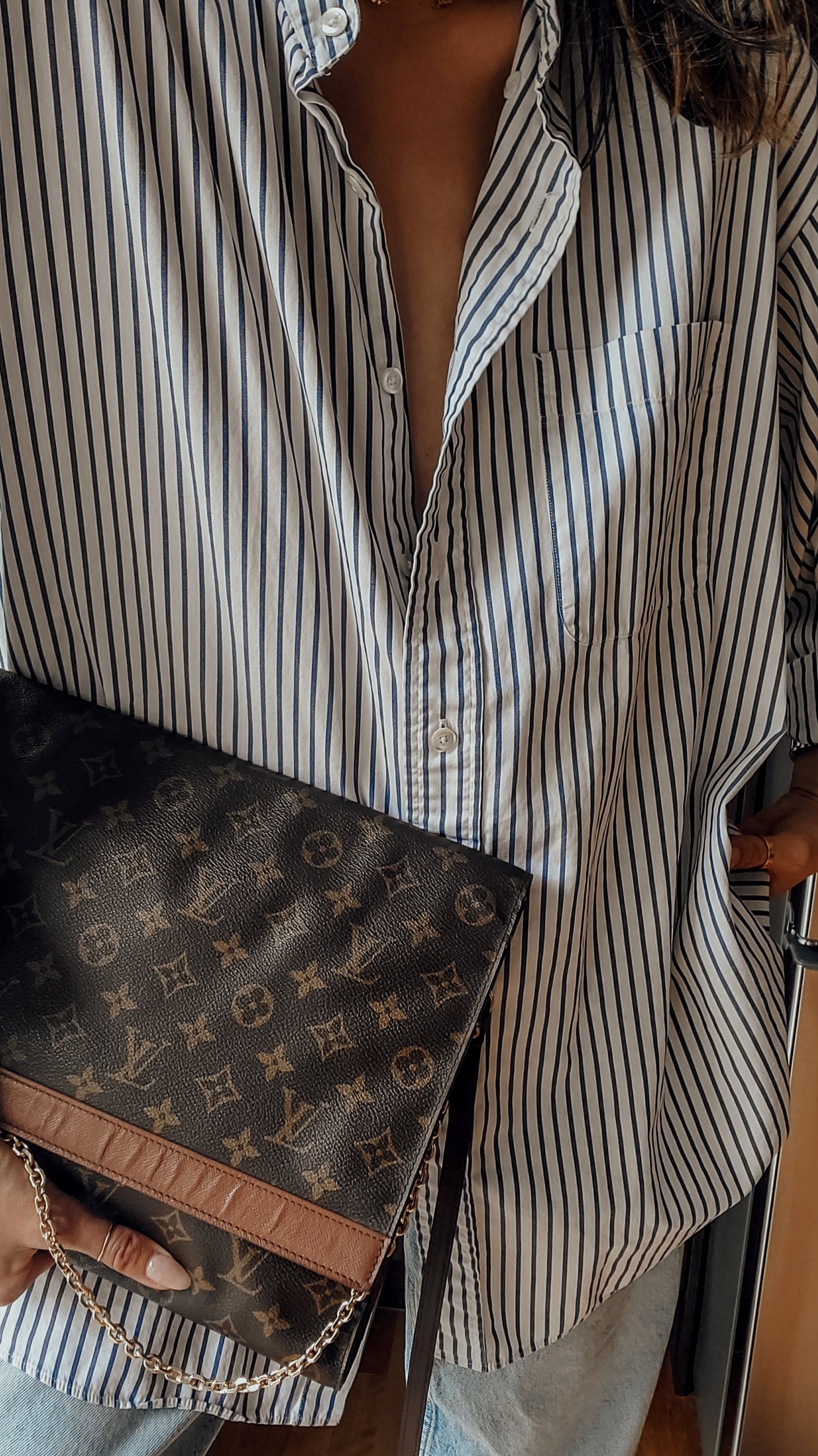 Authentic Vintage Louis Vuitton Upcycle (Large) Purse on Strap & Chain