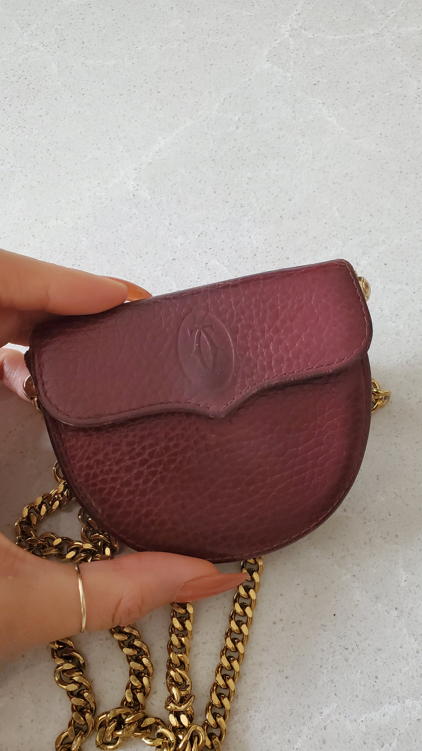 Authentic Vintage Cartier (1/2) Upcycle Mini Pouch on Chain
