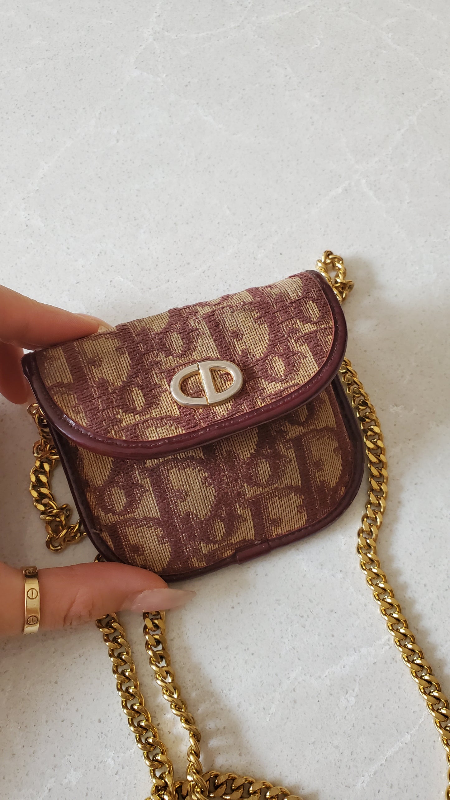 Authentic Vintage Dior Upcycle Versatile Mini Pouch on Chain