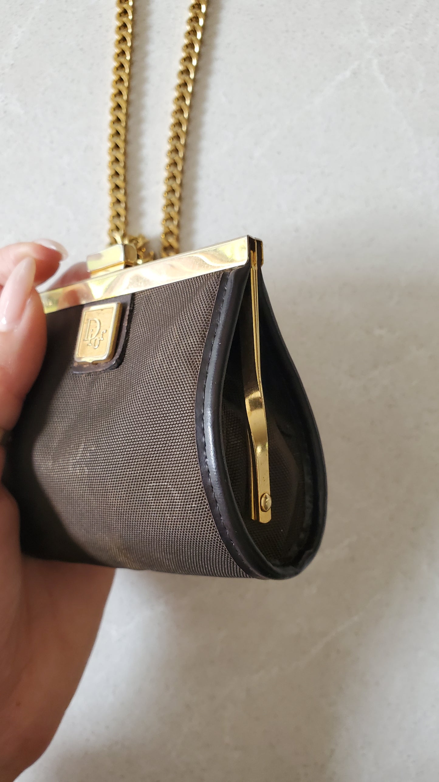 Authentic Vintage Dior Upcycle Versatile Black Mini Pouch on Chain