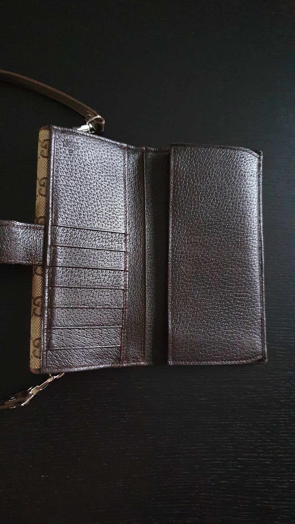 Authentic Gucci Upcycle Brown Wallet with Shoulder Strap