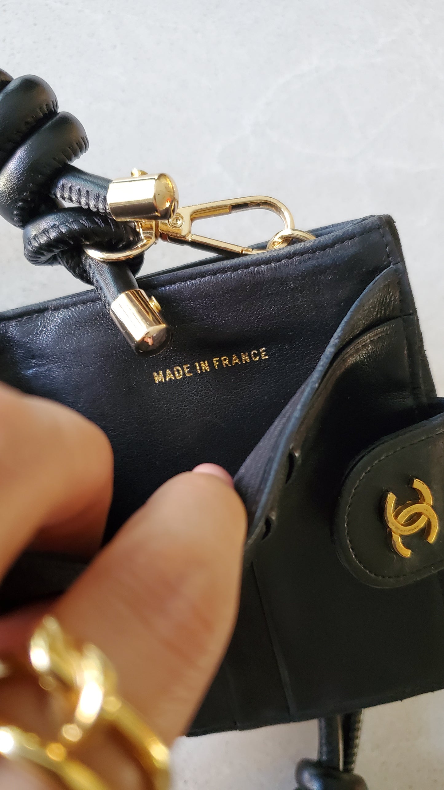 Authentic Chanel Upcycle Black Lambskin Small Wallet on Strap