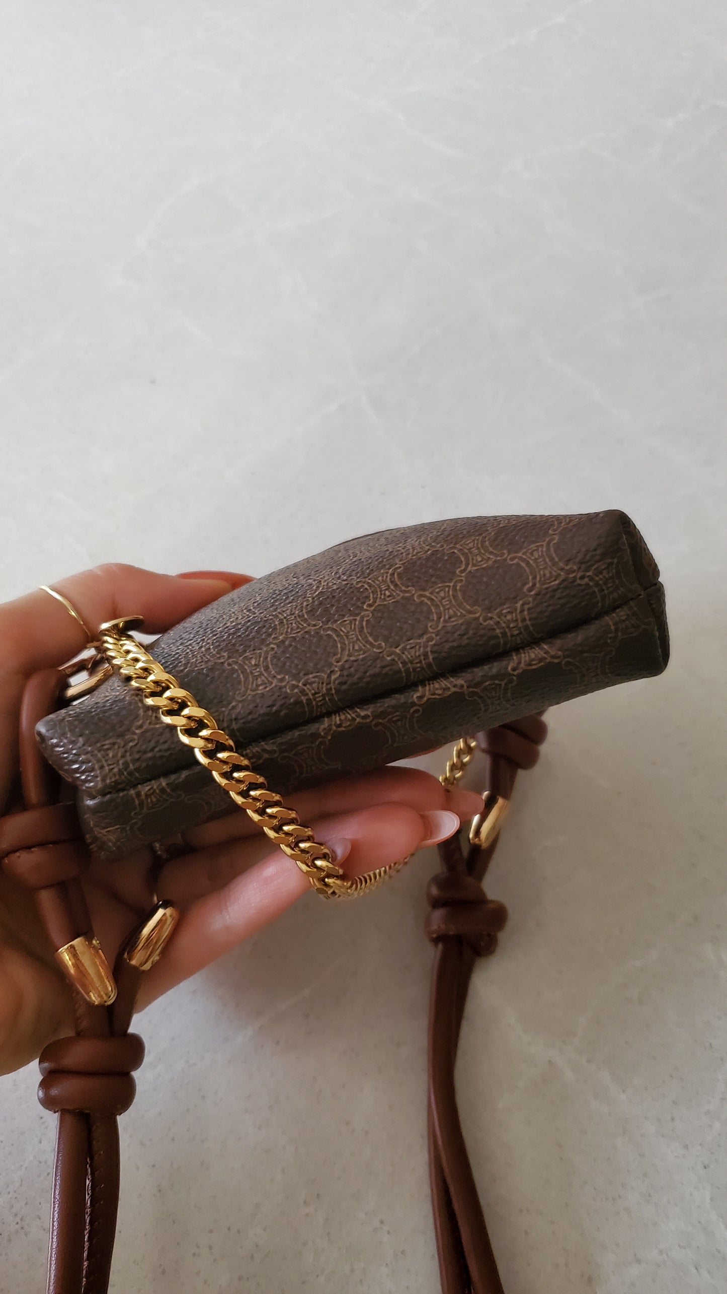 Authentic Vintage Celine Upcycle Mini Pouch on Chain & Strap