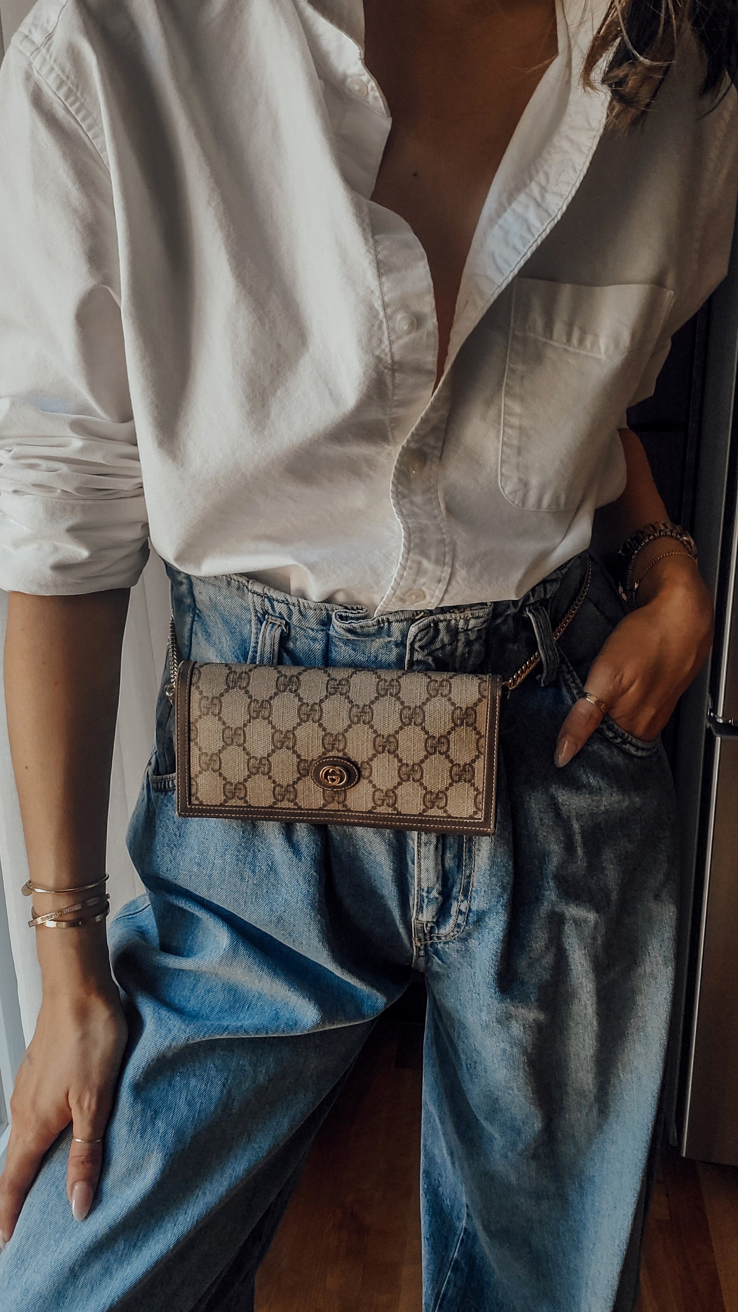 Authentic Vintage Gucci Upcycle Long Wallet on Chain & Strap
