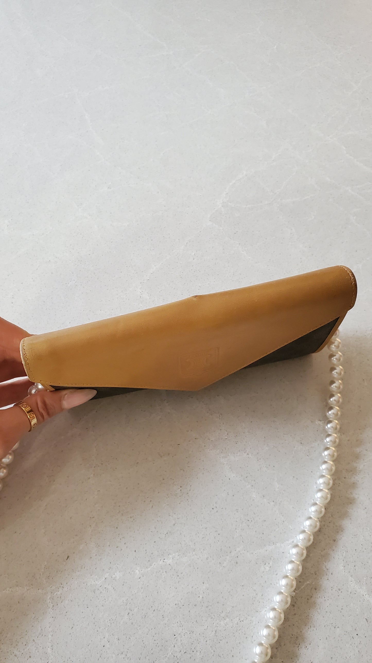 Authentic Vintage Celine Upcycle Long Wallet on Pearl Strap