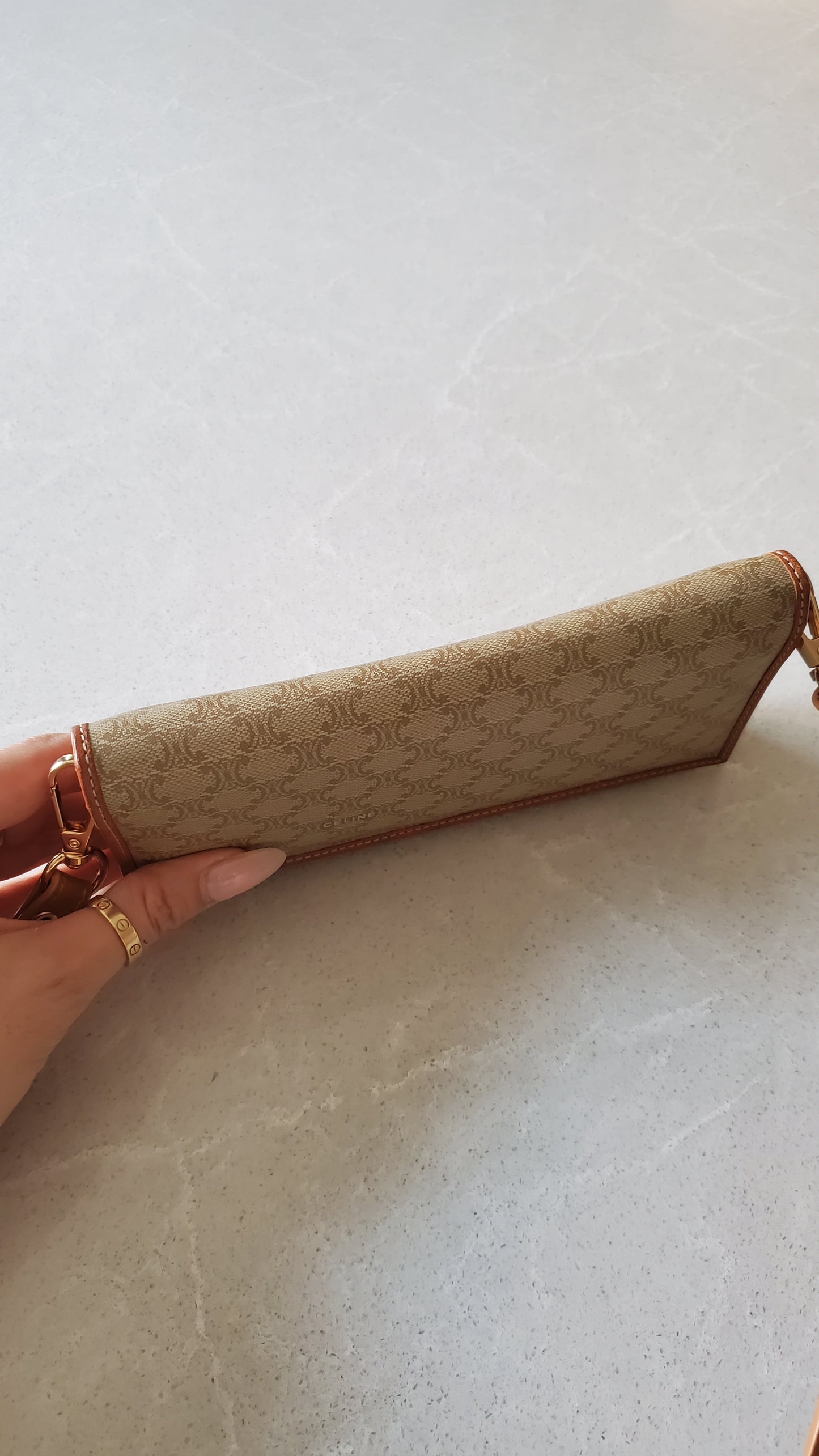 Authentic Vintage Celine Upcycle Long Flap Wallet on Strap