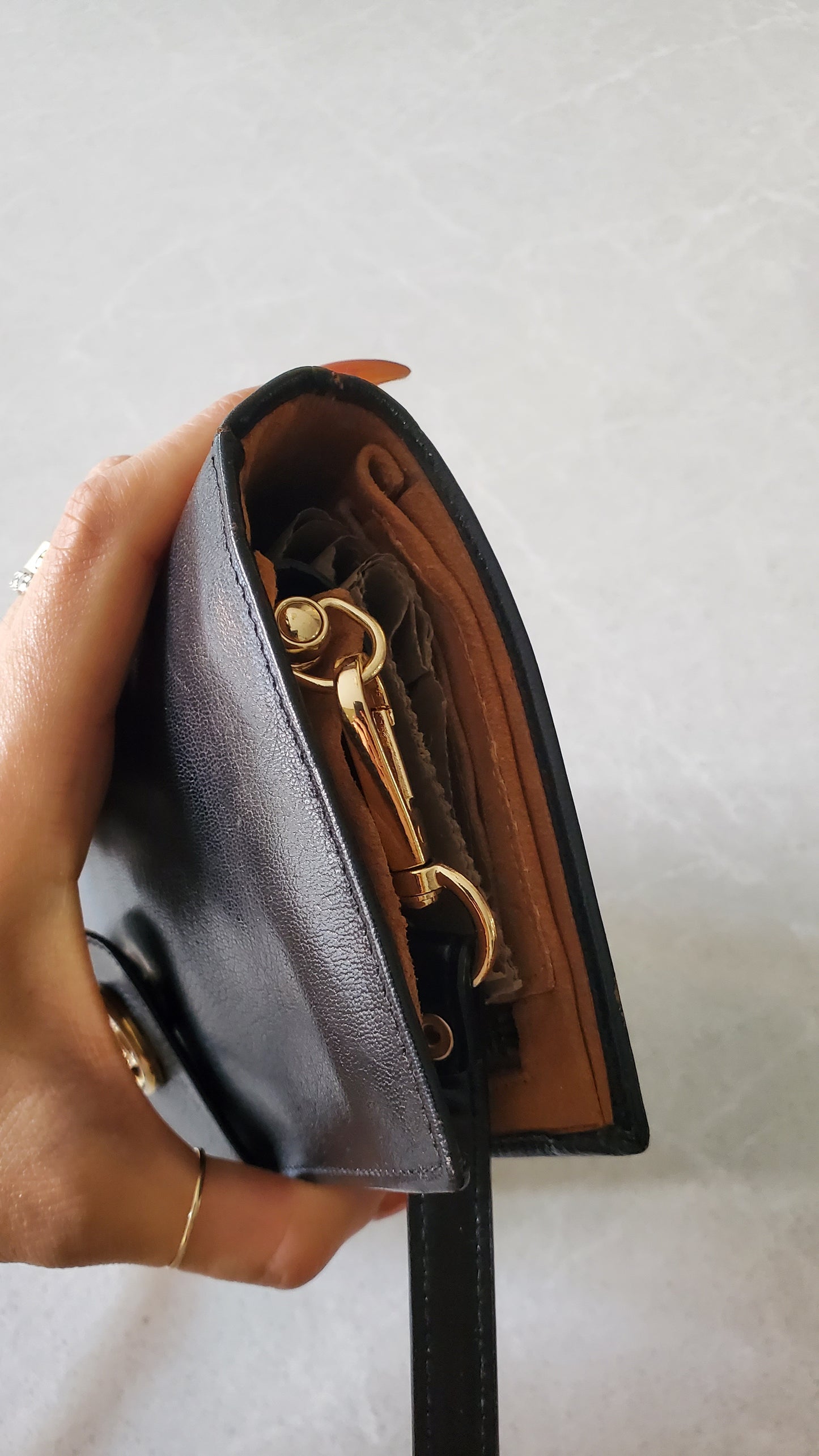 Authentic Vintage Celine Upcycle Long Black Wallet on Strap