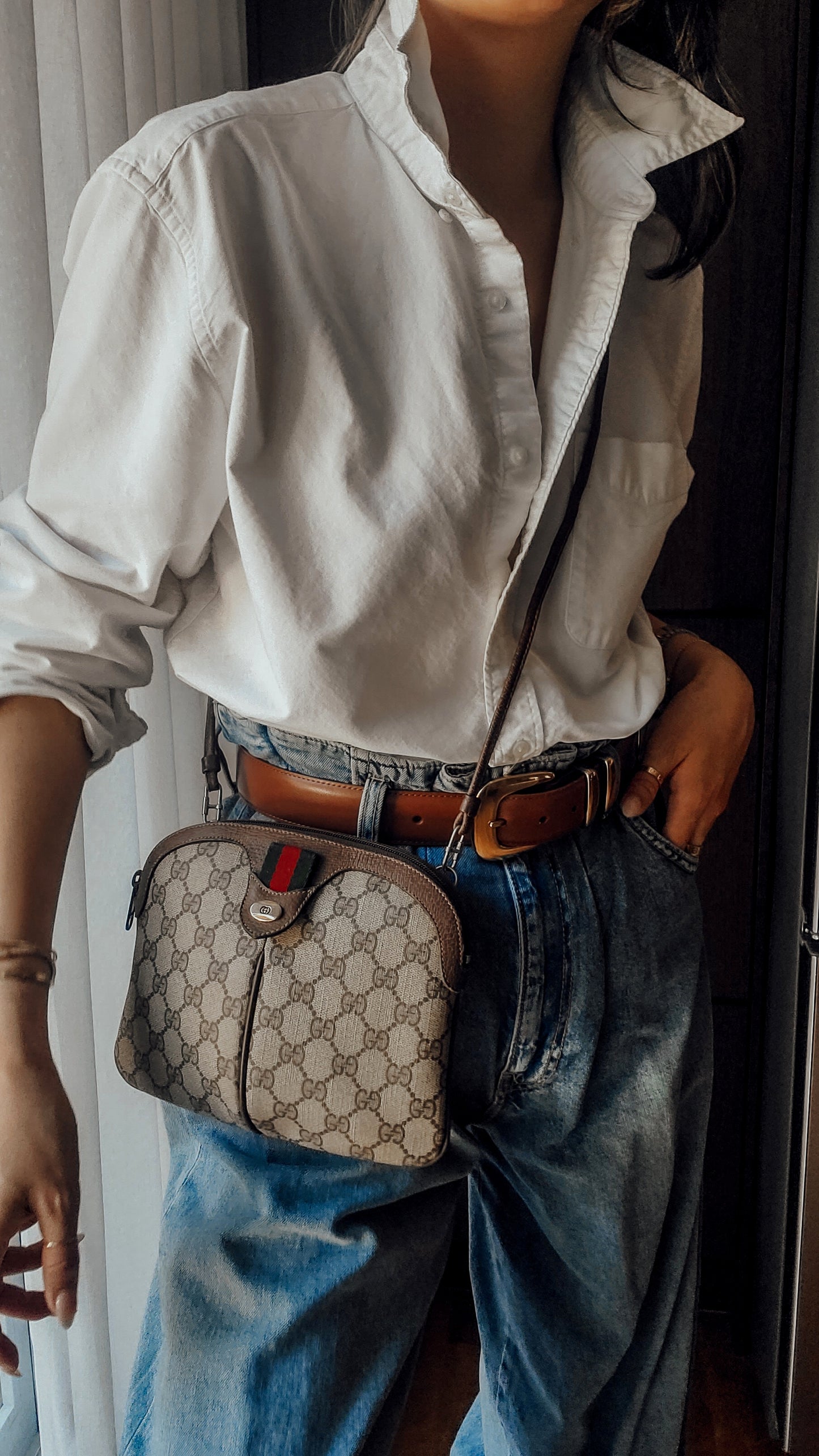 Authentic Vintage Gucci Upcycle Purse on Chain & Strap (Pearl)