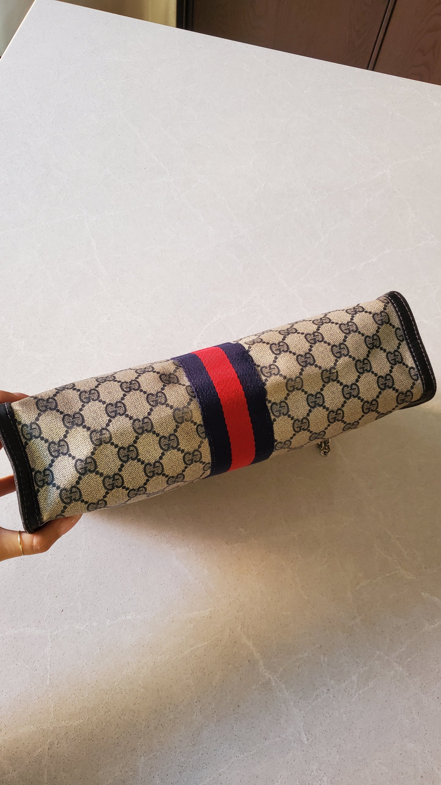 Authentic Vintage Upcycle Gucci Large Bag on Chains (with velcro closing)