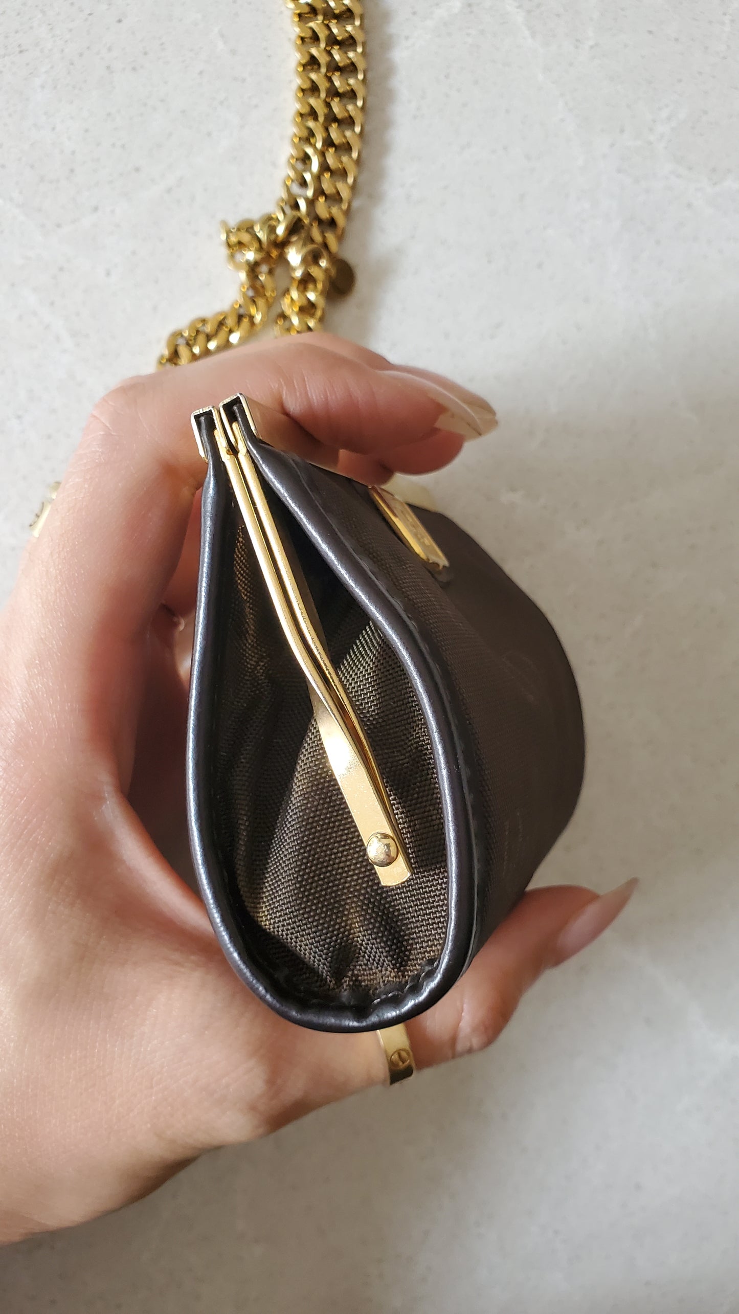 Authentic Vintage Dior Upcycle Versatile Black Mini Pouch on Chain