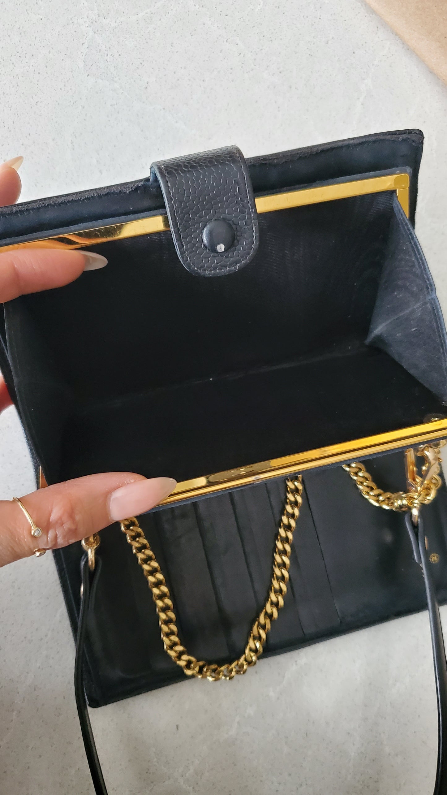 Authentic Vintage Chanel Caviar Upcycle Wallet on Chain & Strap