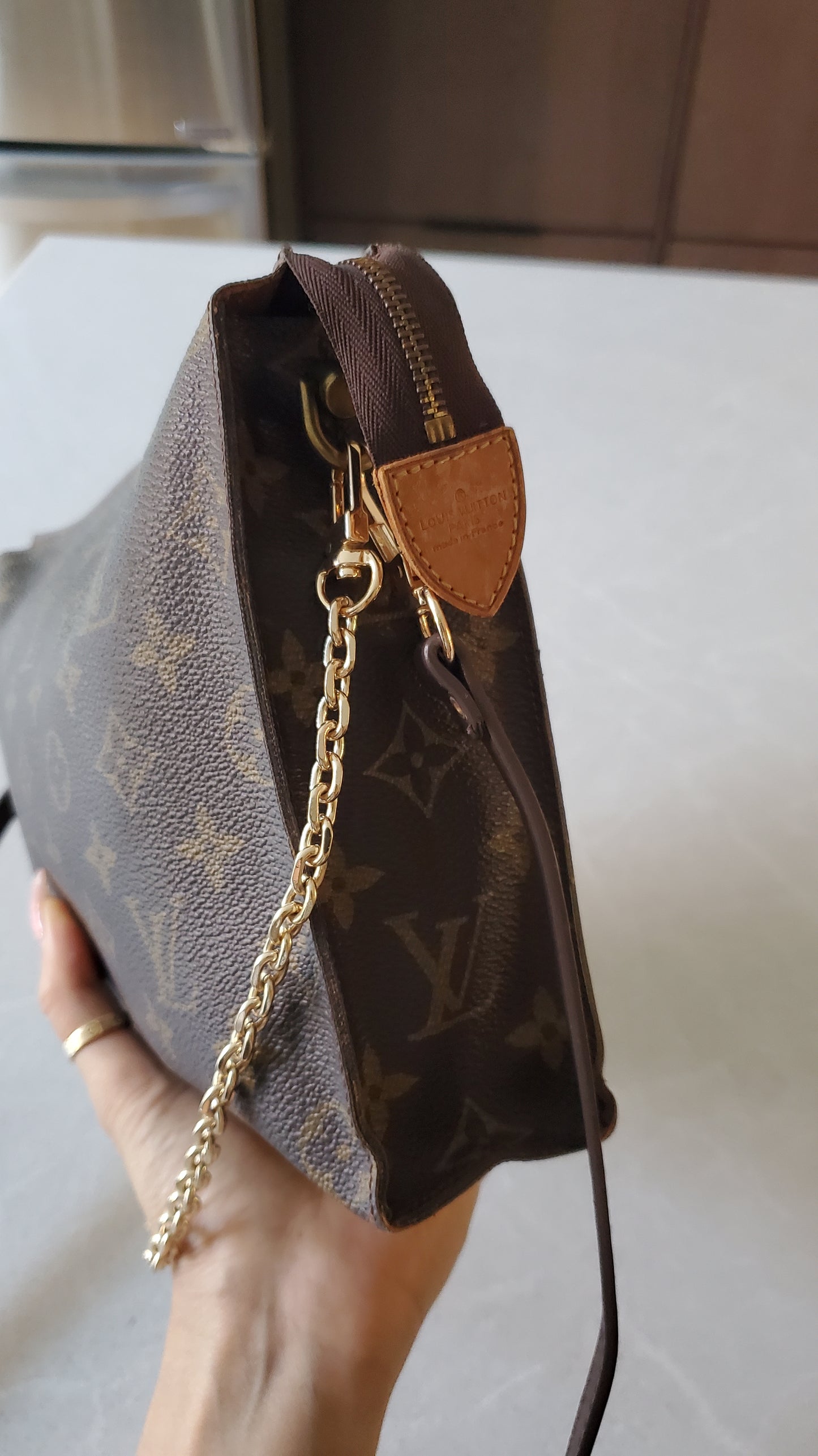 Authentic Vintage Louis Vuitton Upcycle Pouch on Chain & Strap