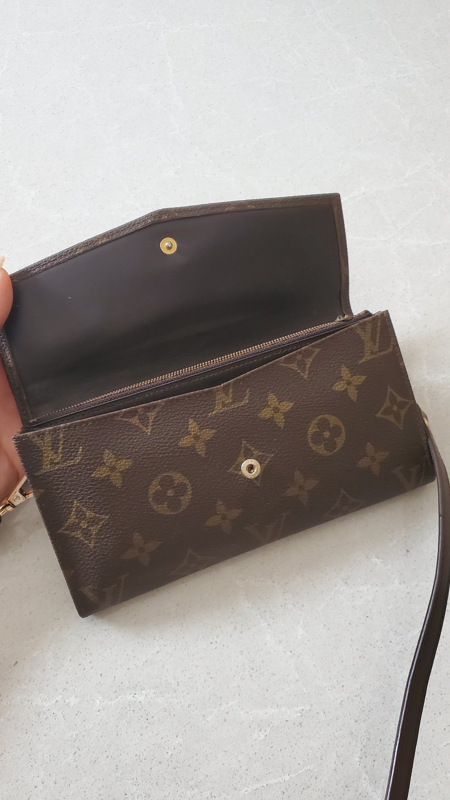 Authentic Vintage Louis Vuitton Monogram Upcycle Long Wallet on Strap