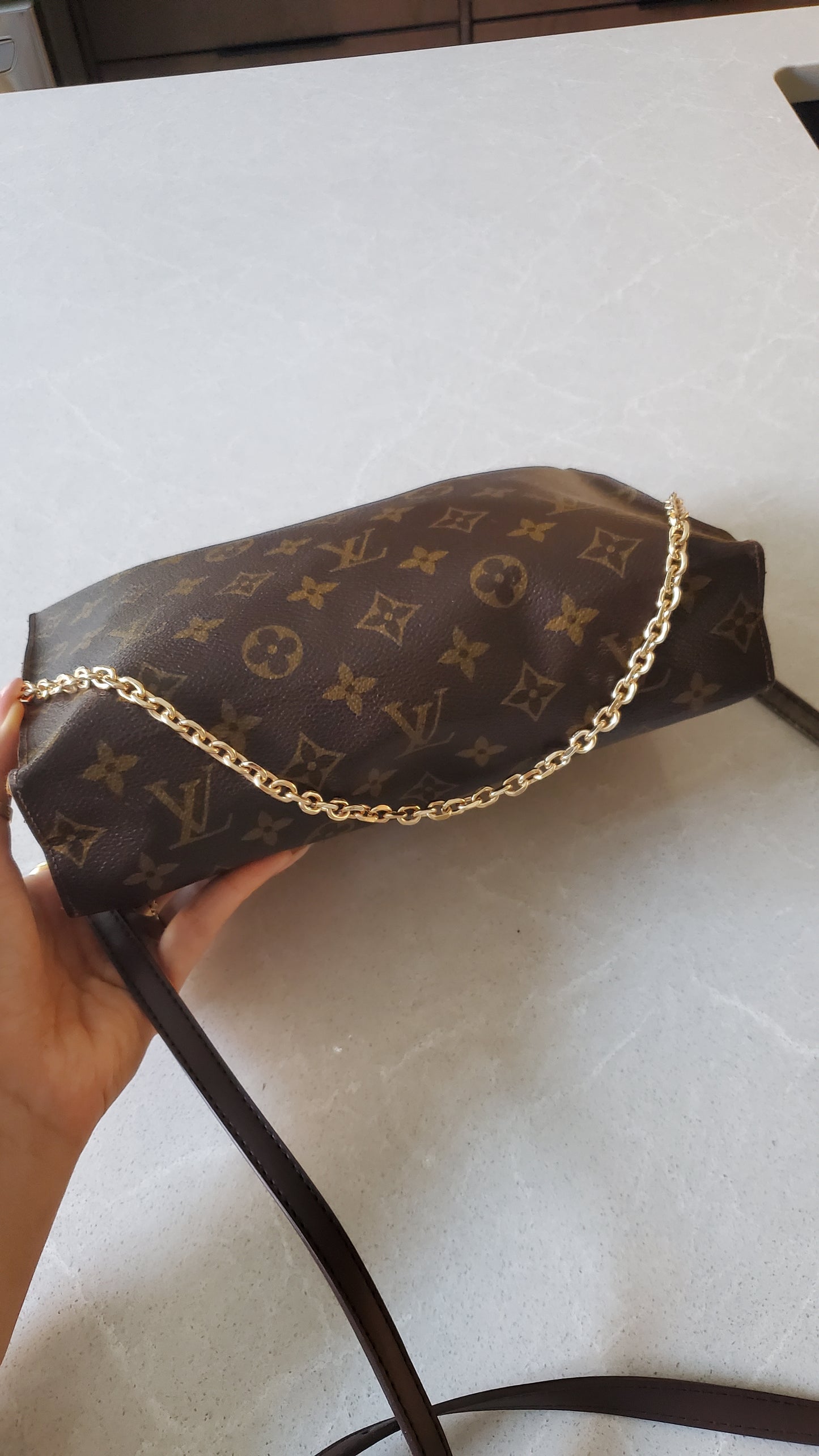 Authentic Vintage Louis Vuitton Upcycle Pouch on Chain & Strap