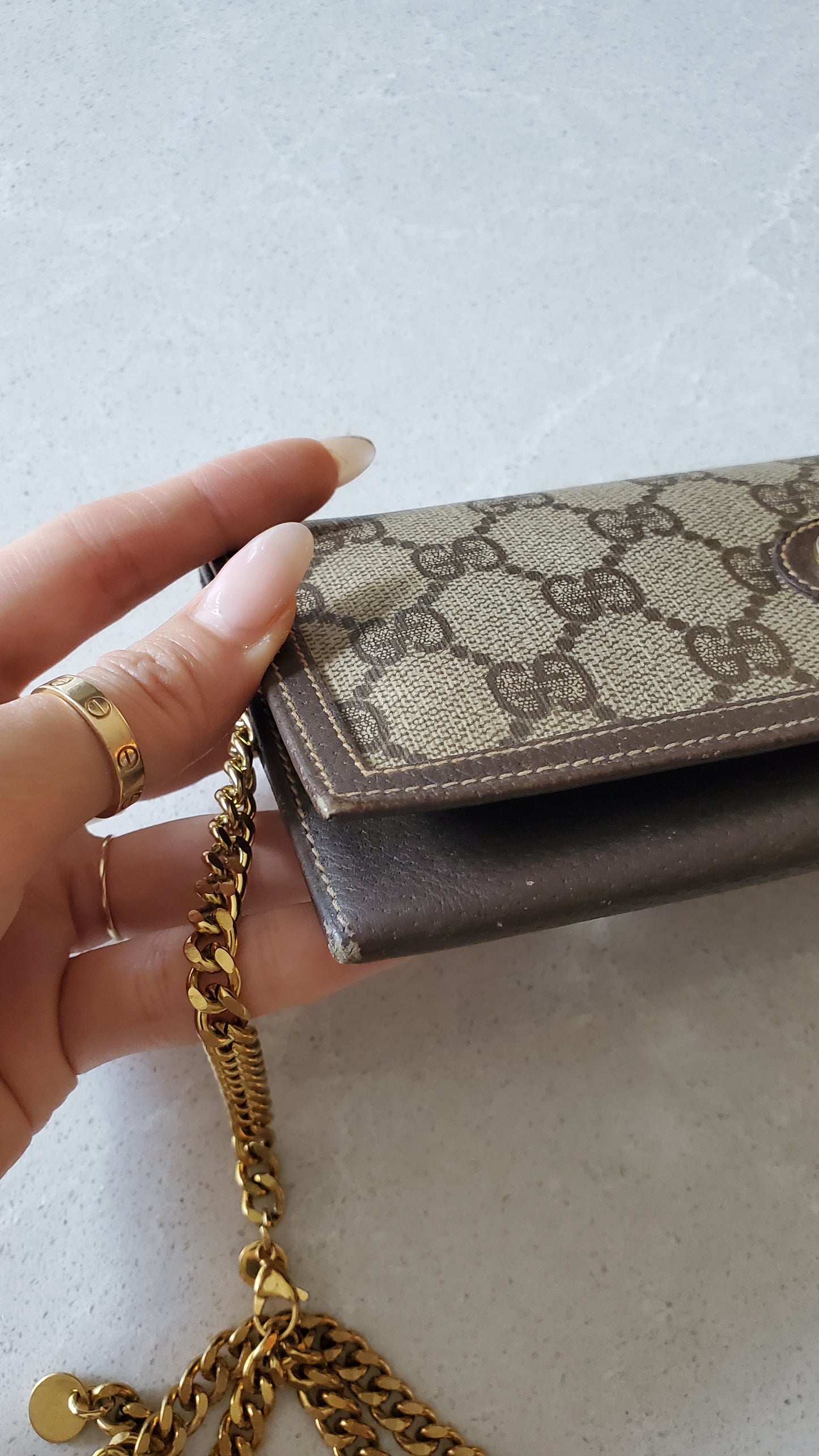 Authentic Vintage Gucci Upcycle Long Wallet on Chain & Strap