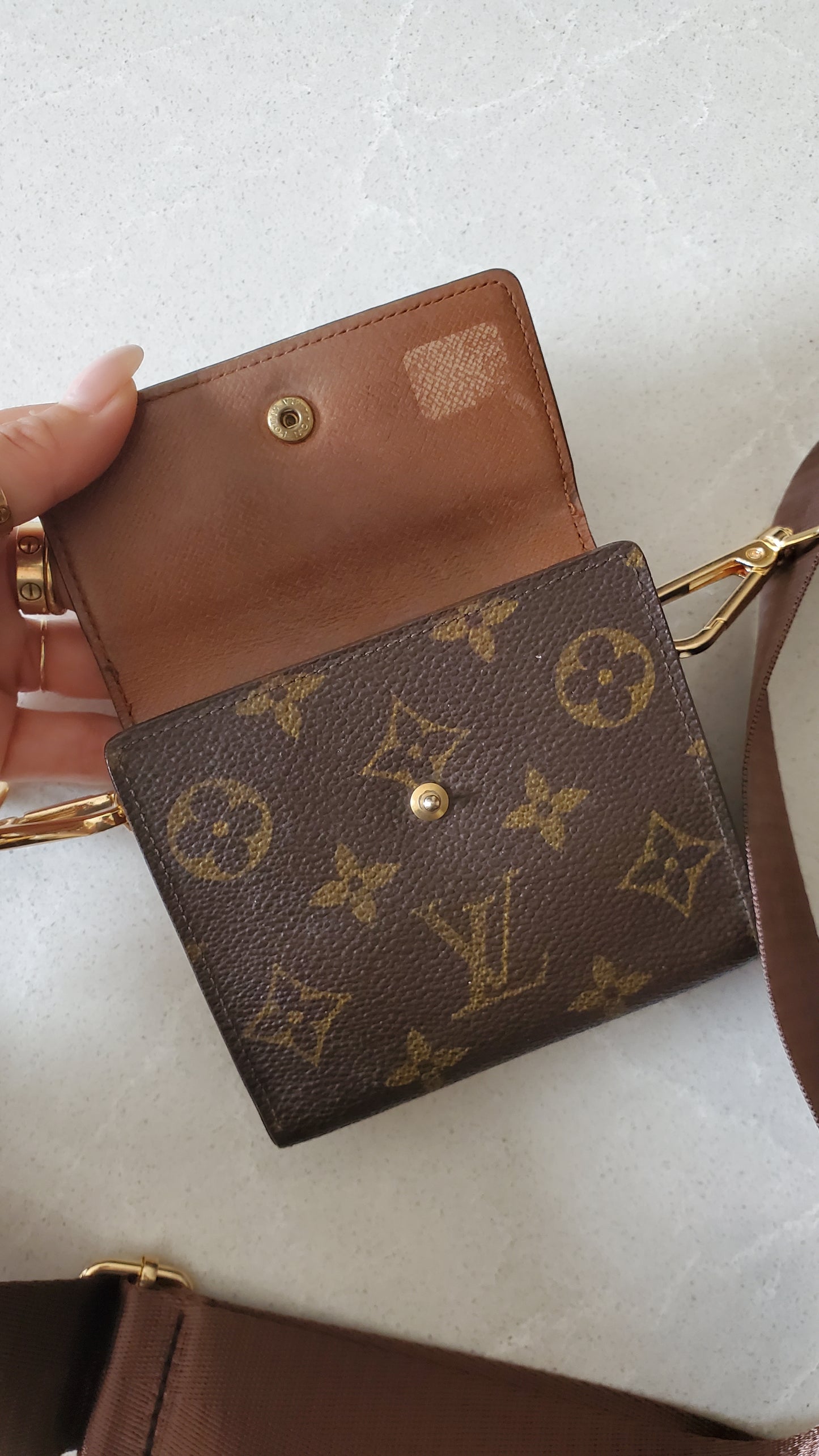 Authentic Vintage Louis Vuitton (TH1916) Upcycle Small Wallet on Chain & Strap
