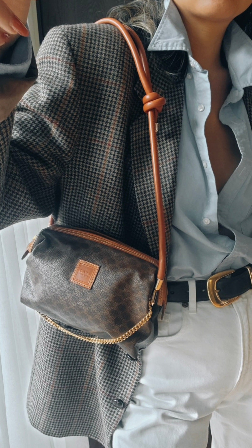 Authentic Vintage Celine Upcycle Purse on Strap & Chain