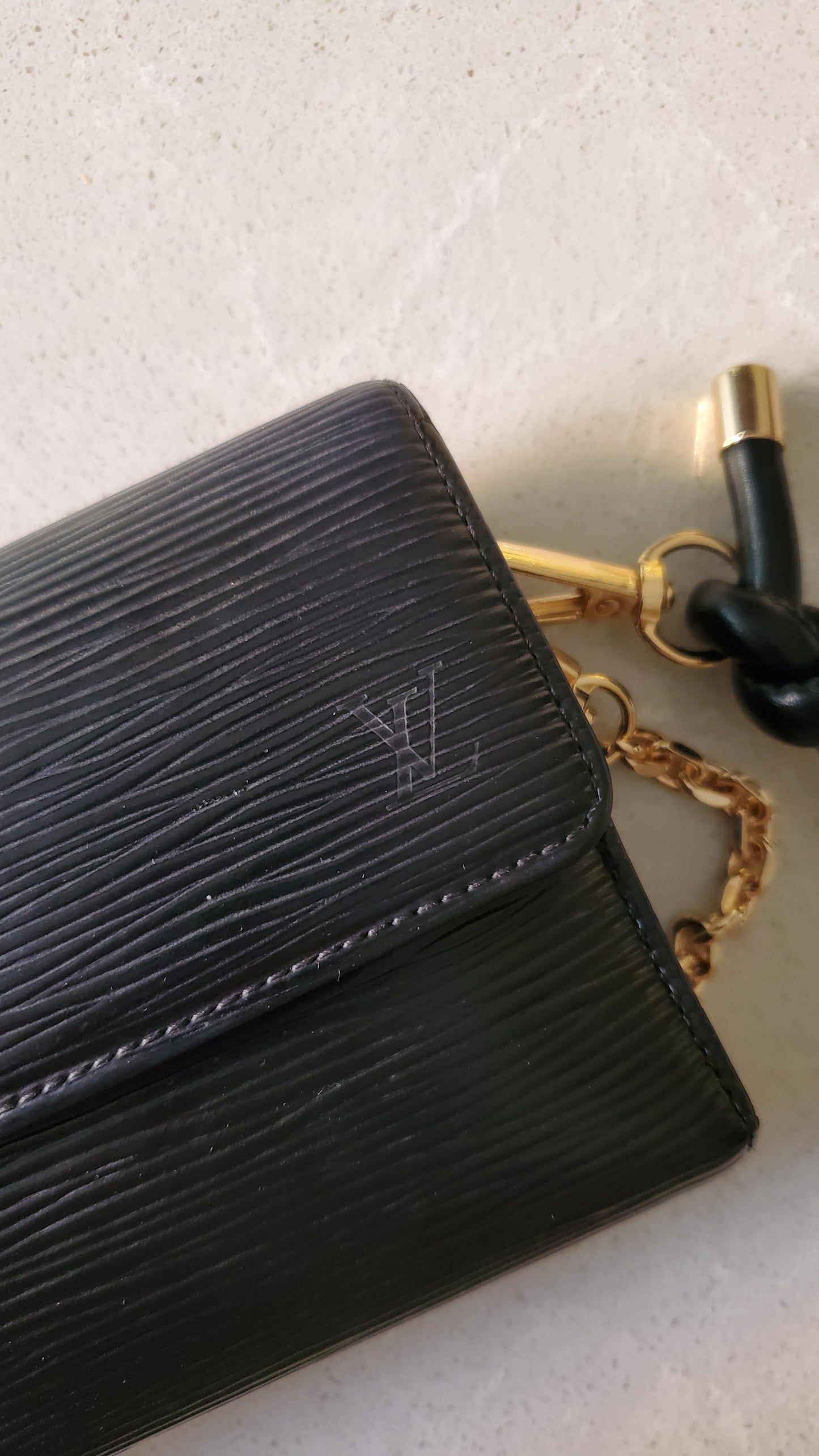 Authentic Louis Vuitton Upcycle Long Black Epi Wallet on Strap & Chain