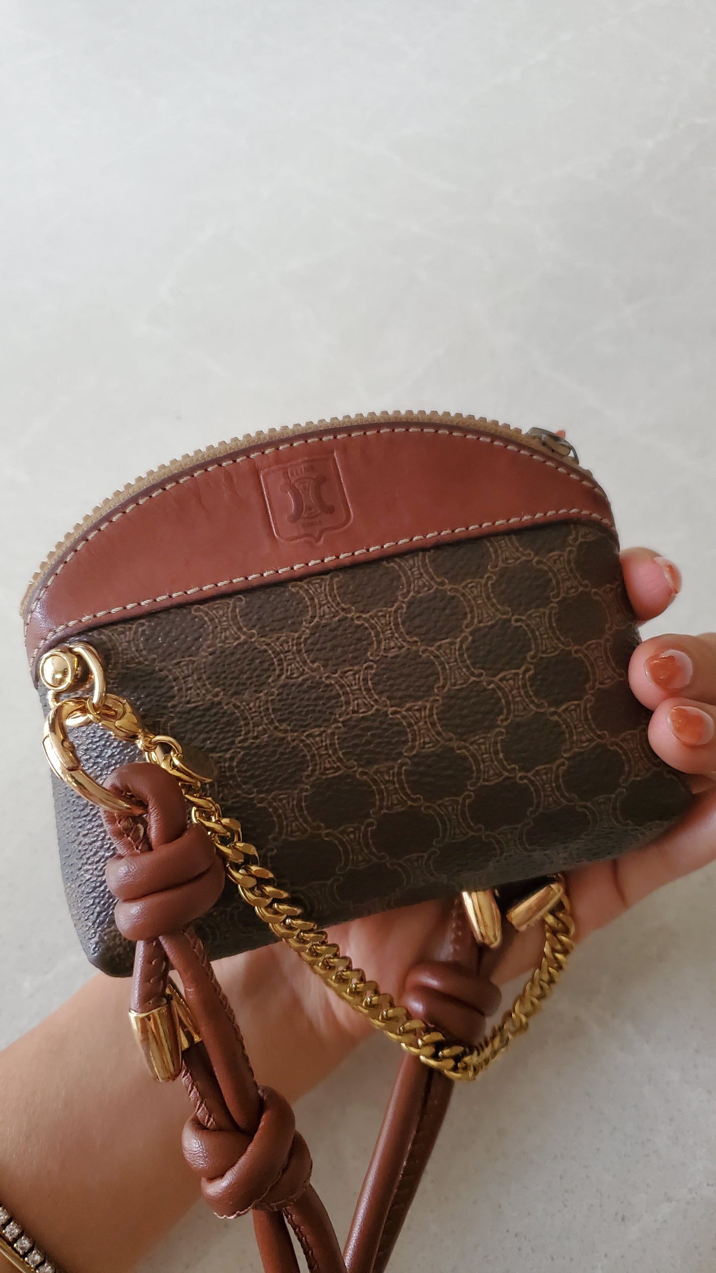 Authentic Vintage Celine Upcycle Mini Pouch on Chain & Strap