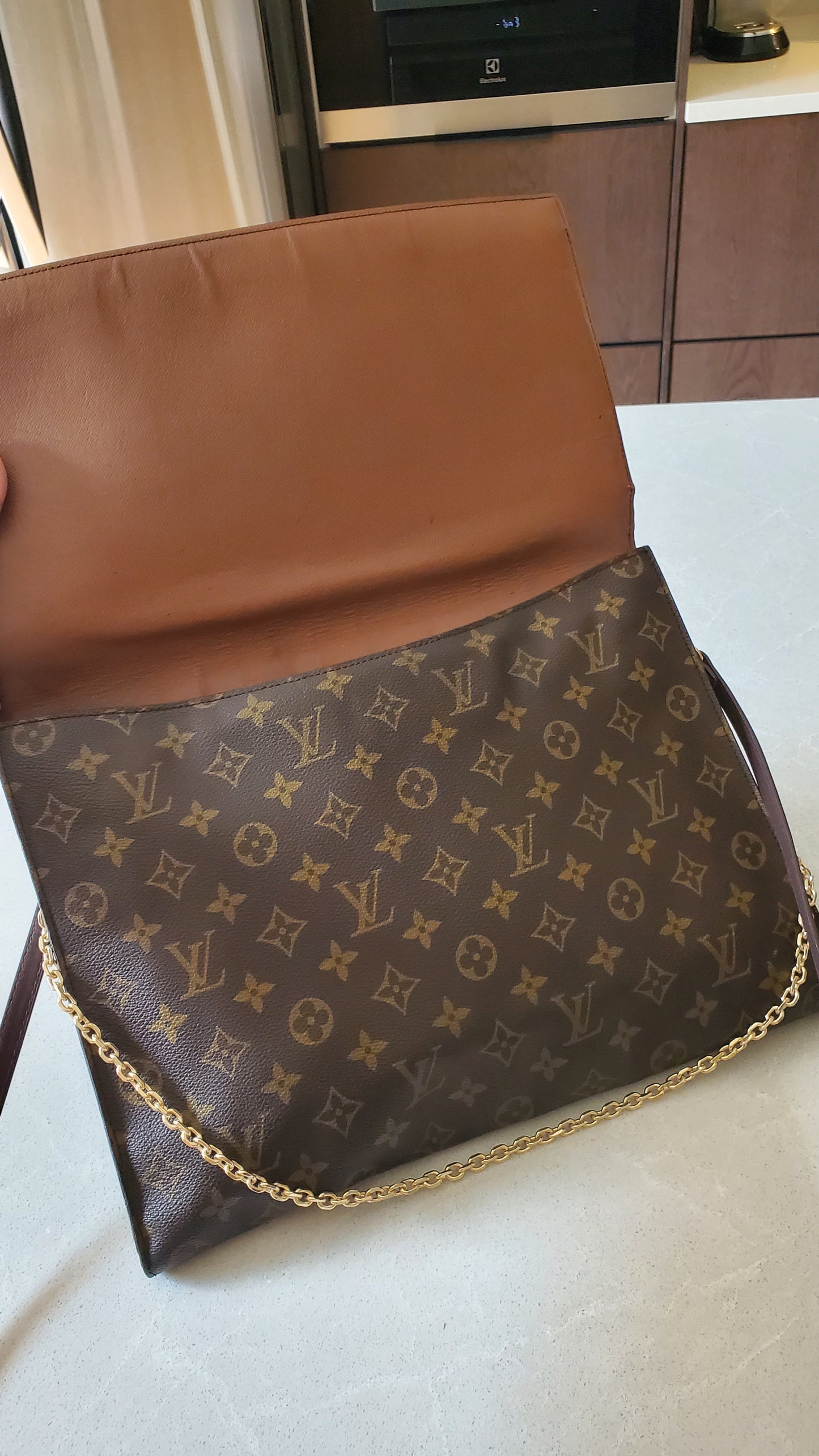 Authentic Vintage Louis Vuitton Upcycle (Large) Purse on Strap & Chain