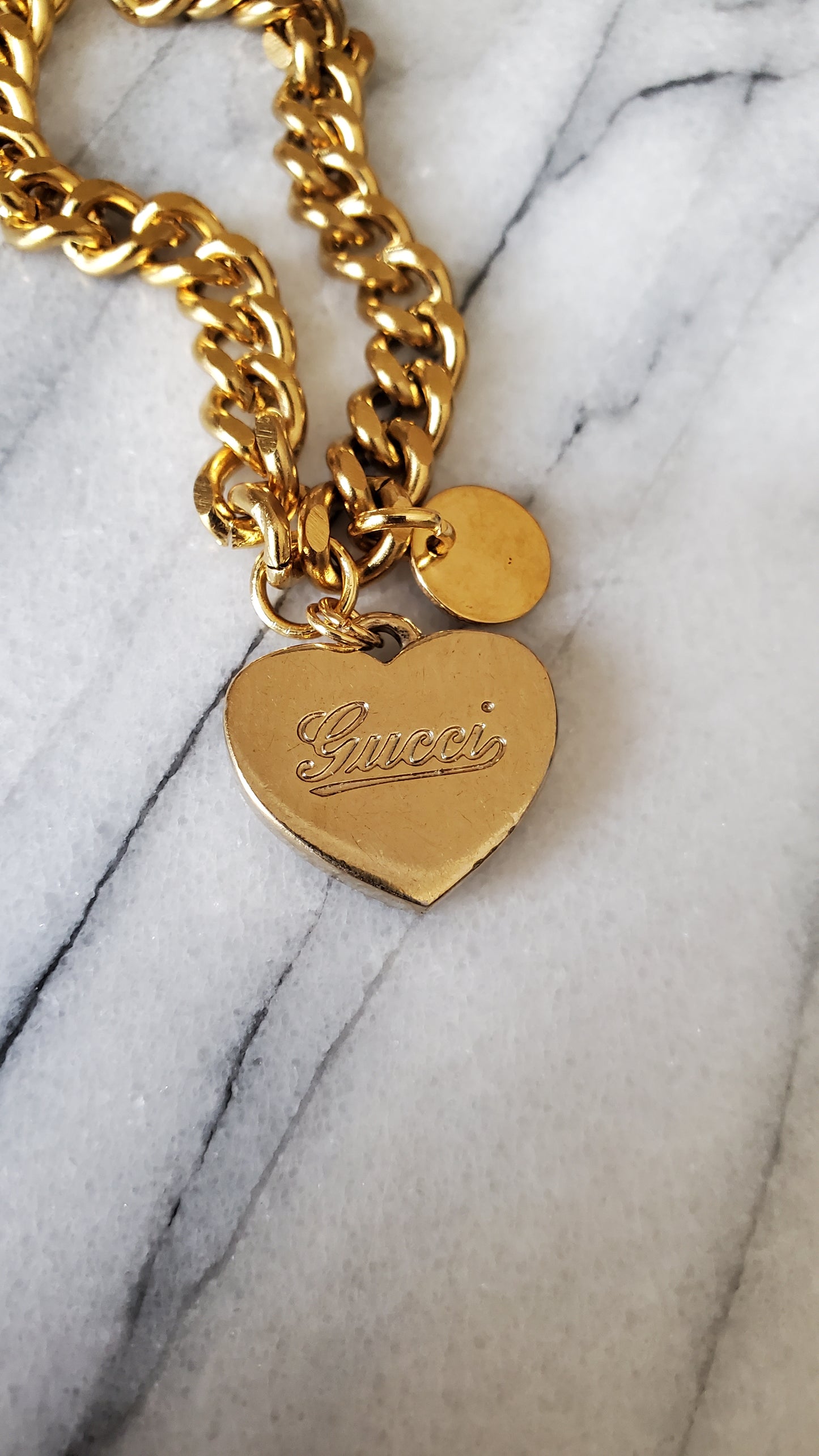 Authentic Gucci Upcycle Gold Double Layer (Solid Heart) Bracelet