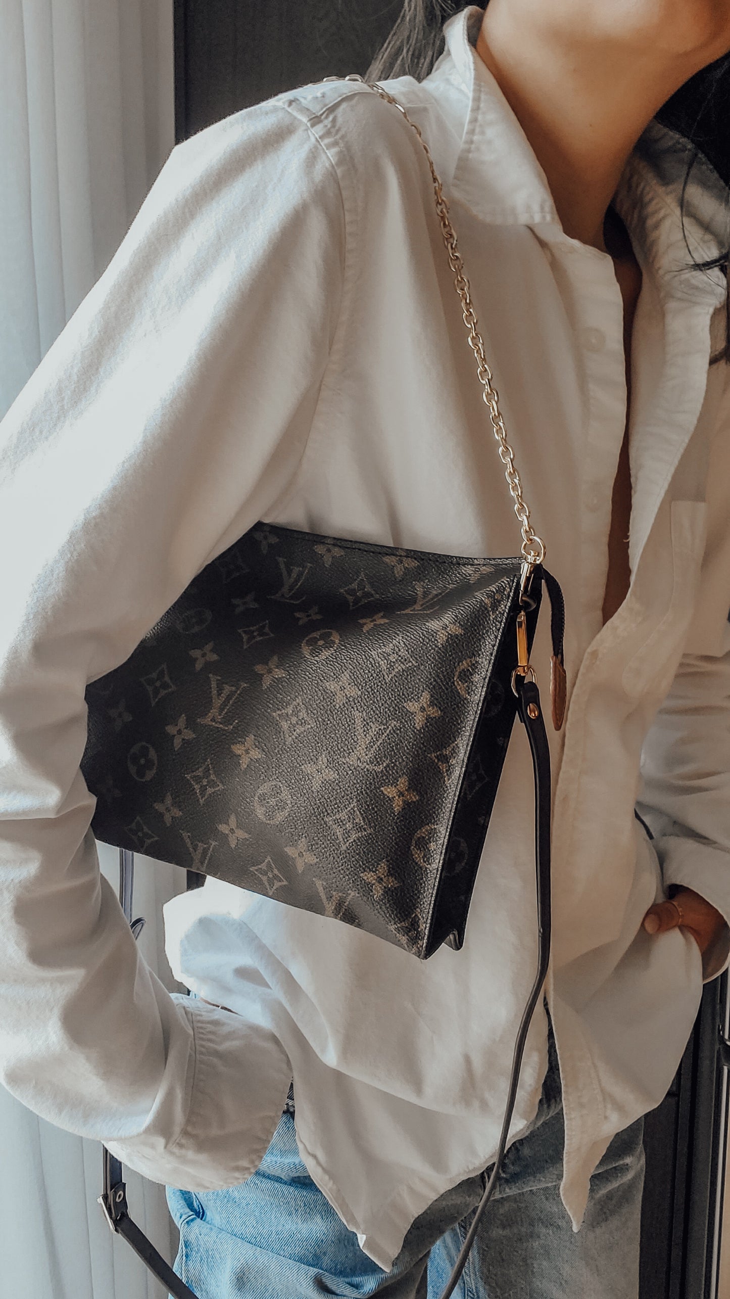 Authentic Vintage Louis Vuitton Upcycle Pouch on Chain & Strap