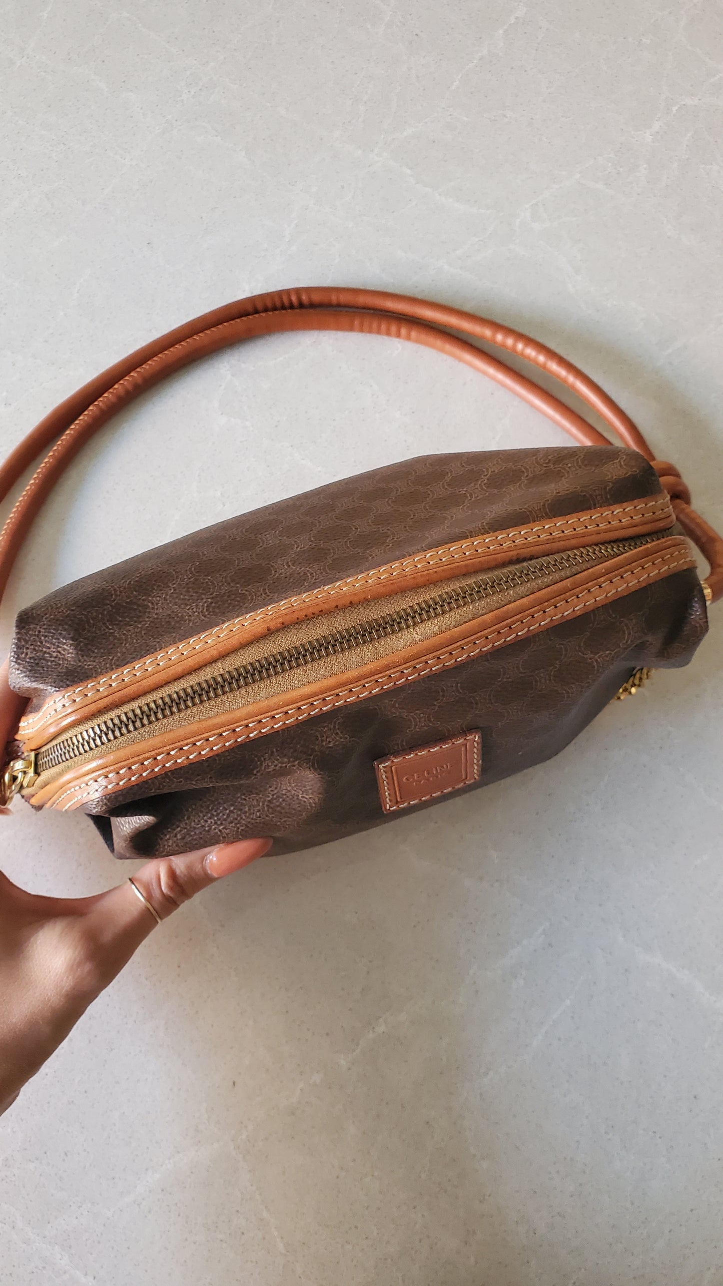 Authentic Vintage Celine Upcycle Purse on Strap & Chain