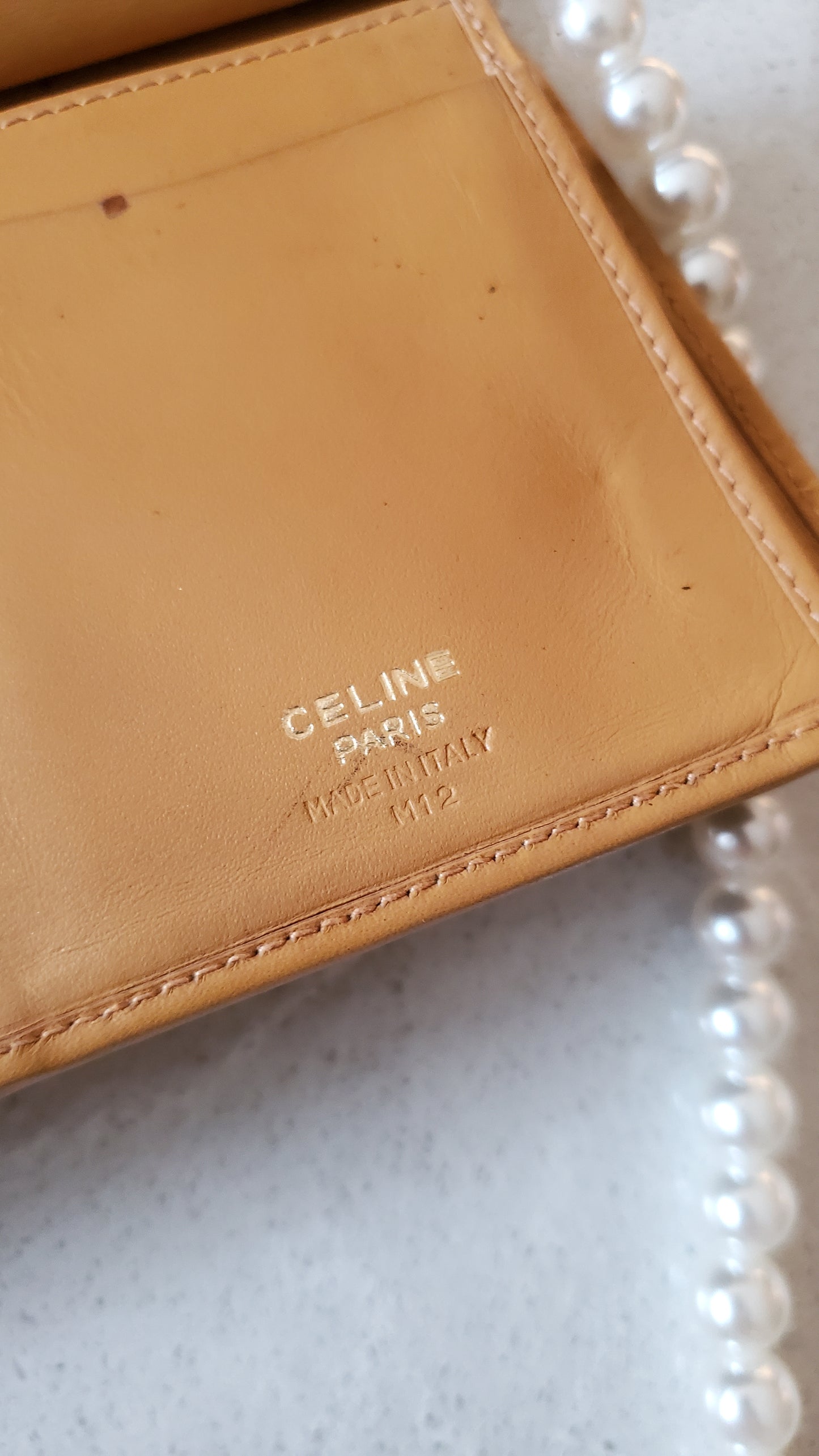Authentic Vintage Celine Upcycle Long Wallet on Pearl Strap
