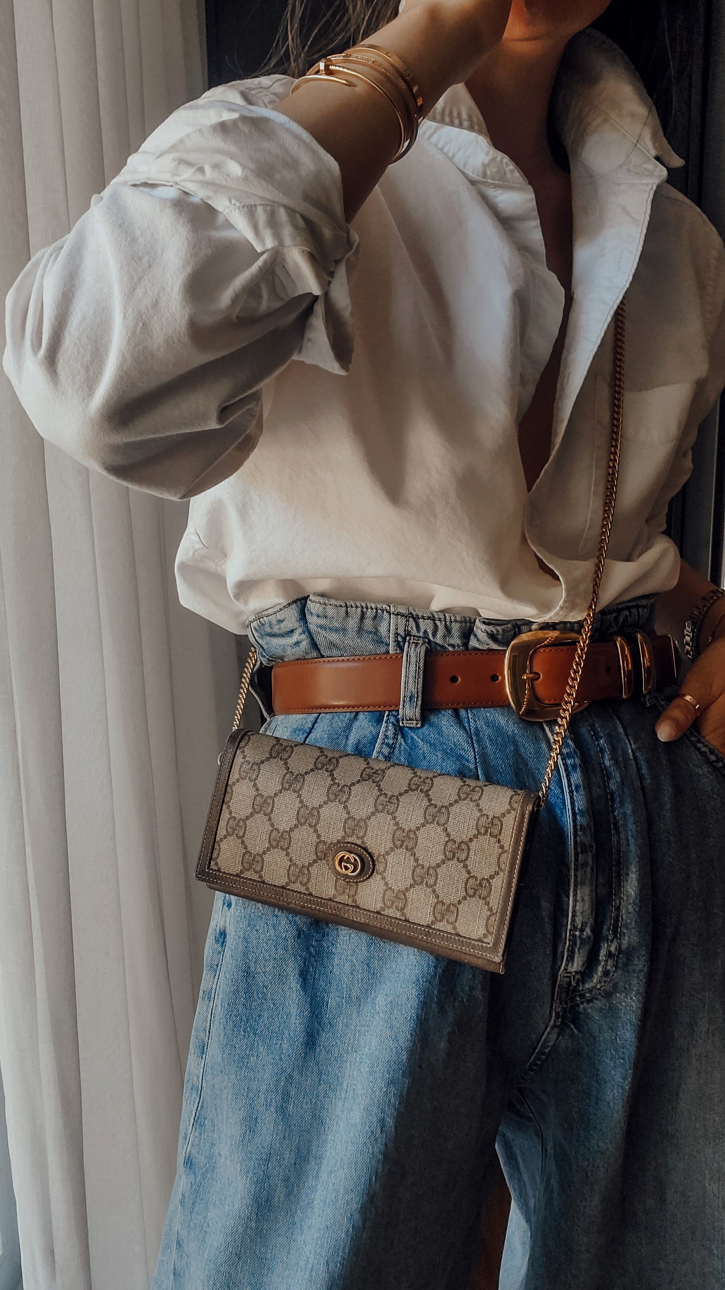 Authentic Vintage Gucci Upcycle Long Wallet on Chain & Strap