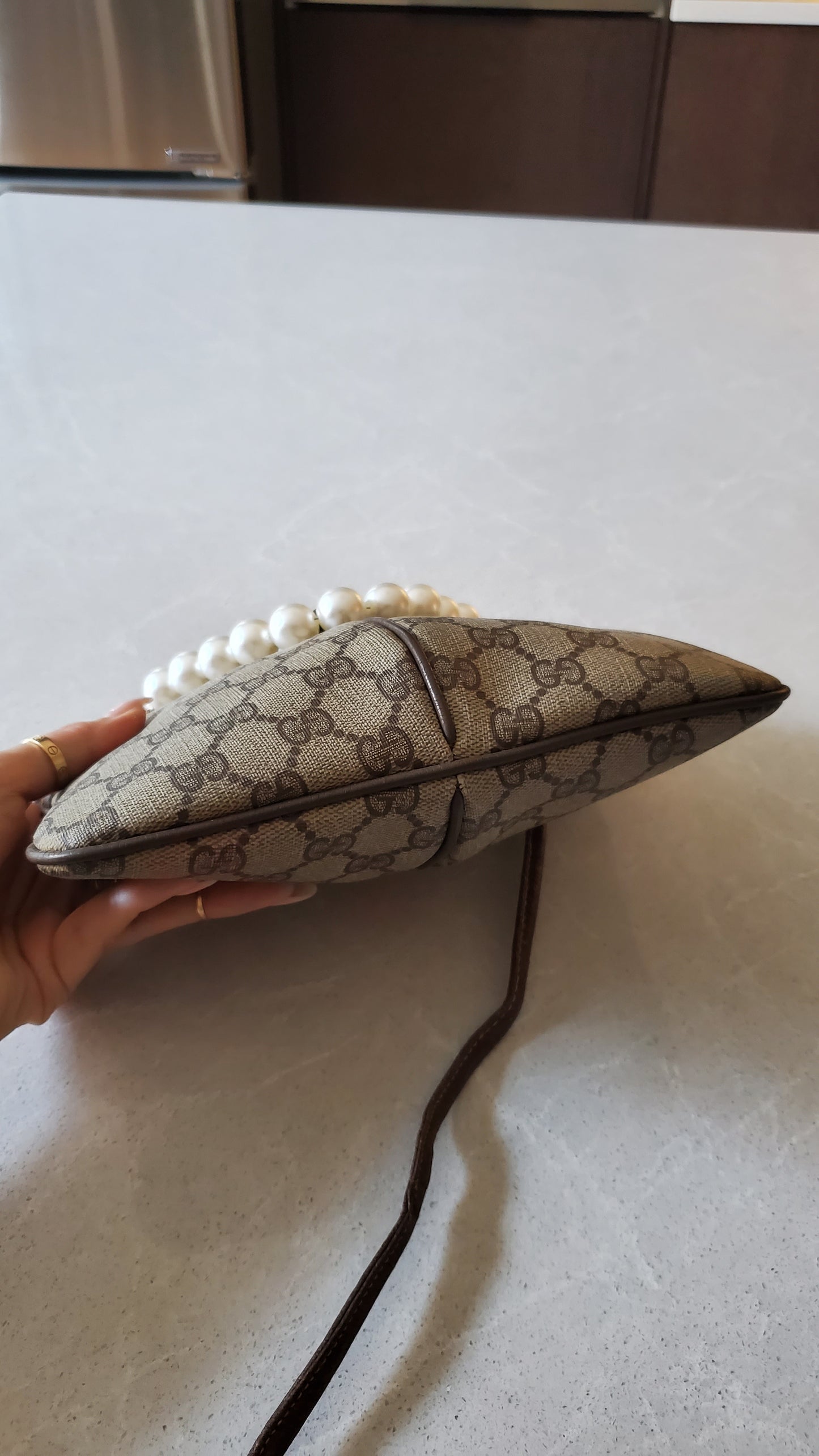 Authentic Vintage Gucci Upcycle Purse on Chain & Strap (Pearl)
