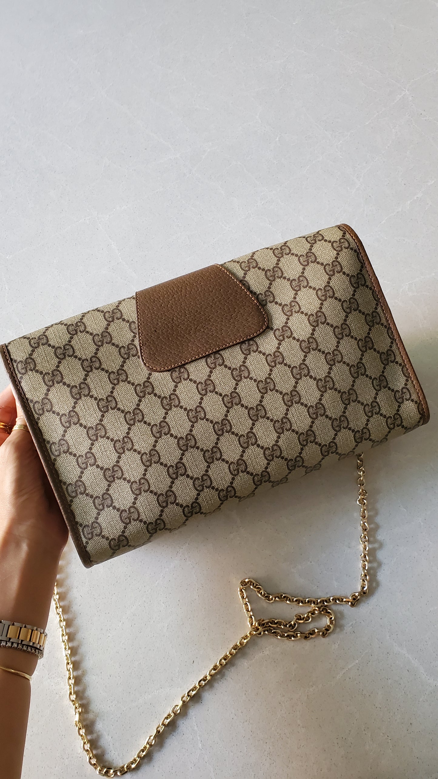 Authentic Vintage Gucci Upcycle Purse on Chains (with pearls)
