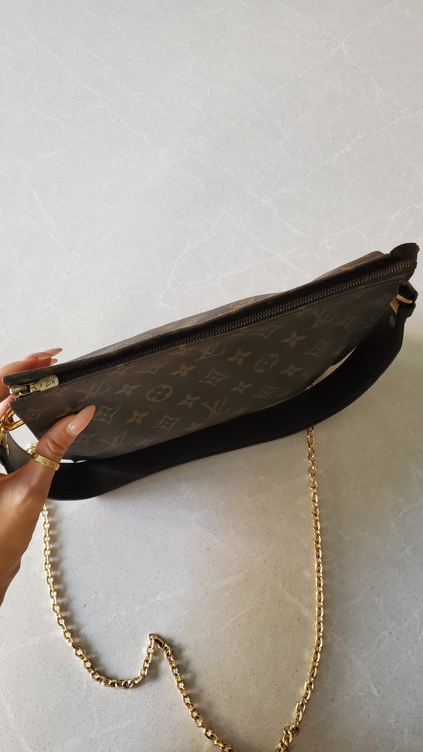 Authentic Vintage Louis Vuitton Upcycle Pouch on Chain & Strap