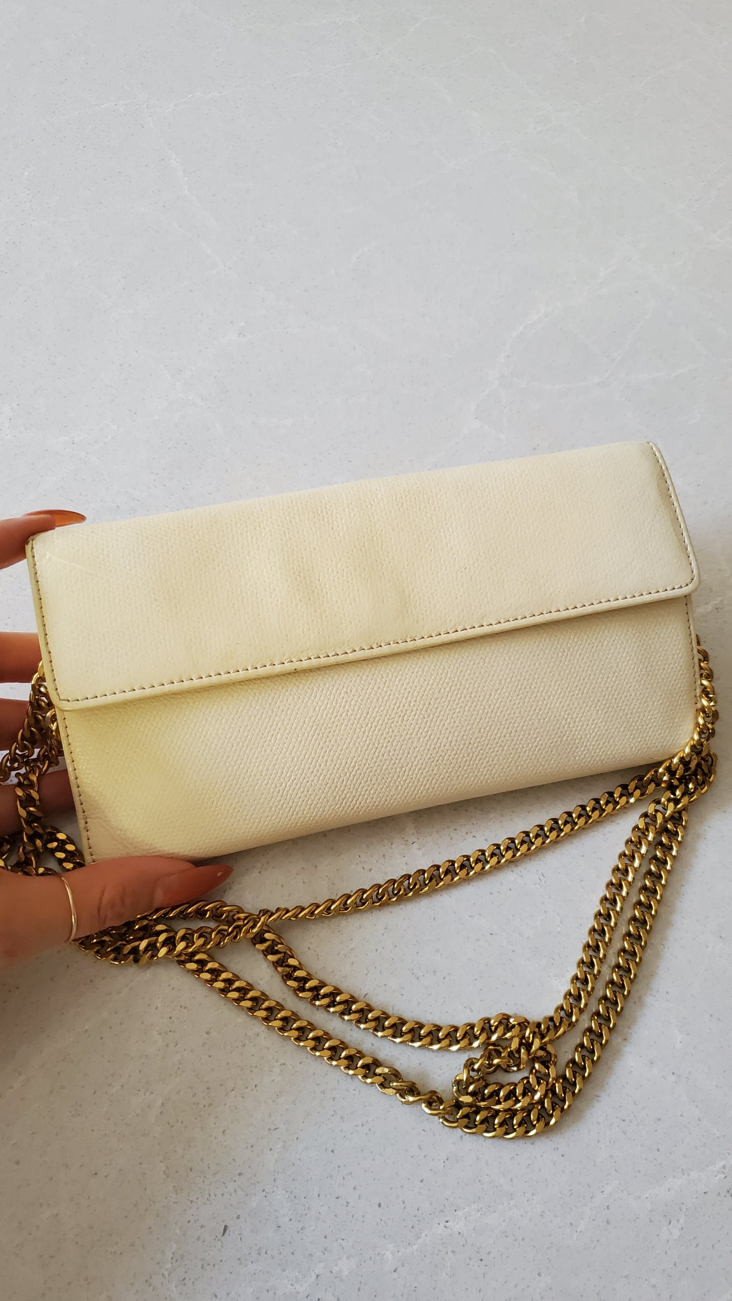 Authentic Vintage Chanel Upcycle Cream Caviar Wallet on Strap