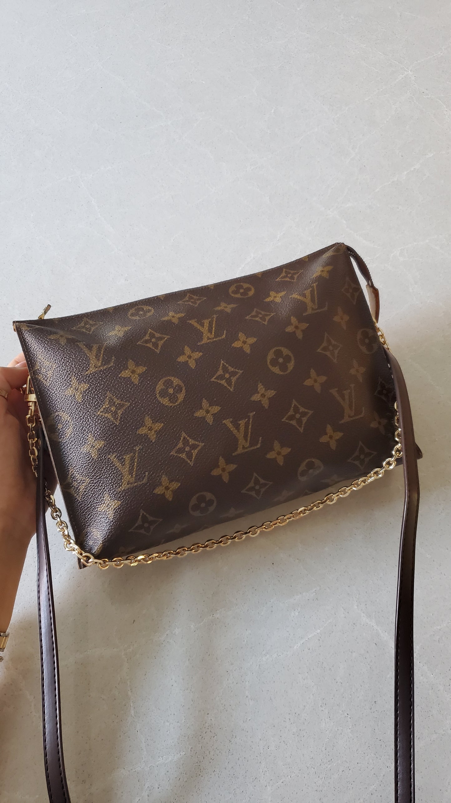 Authentic Vintage Louis Vuitton Upcycle Pouch on Chain & Strap