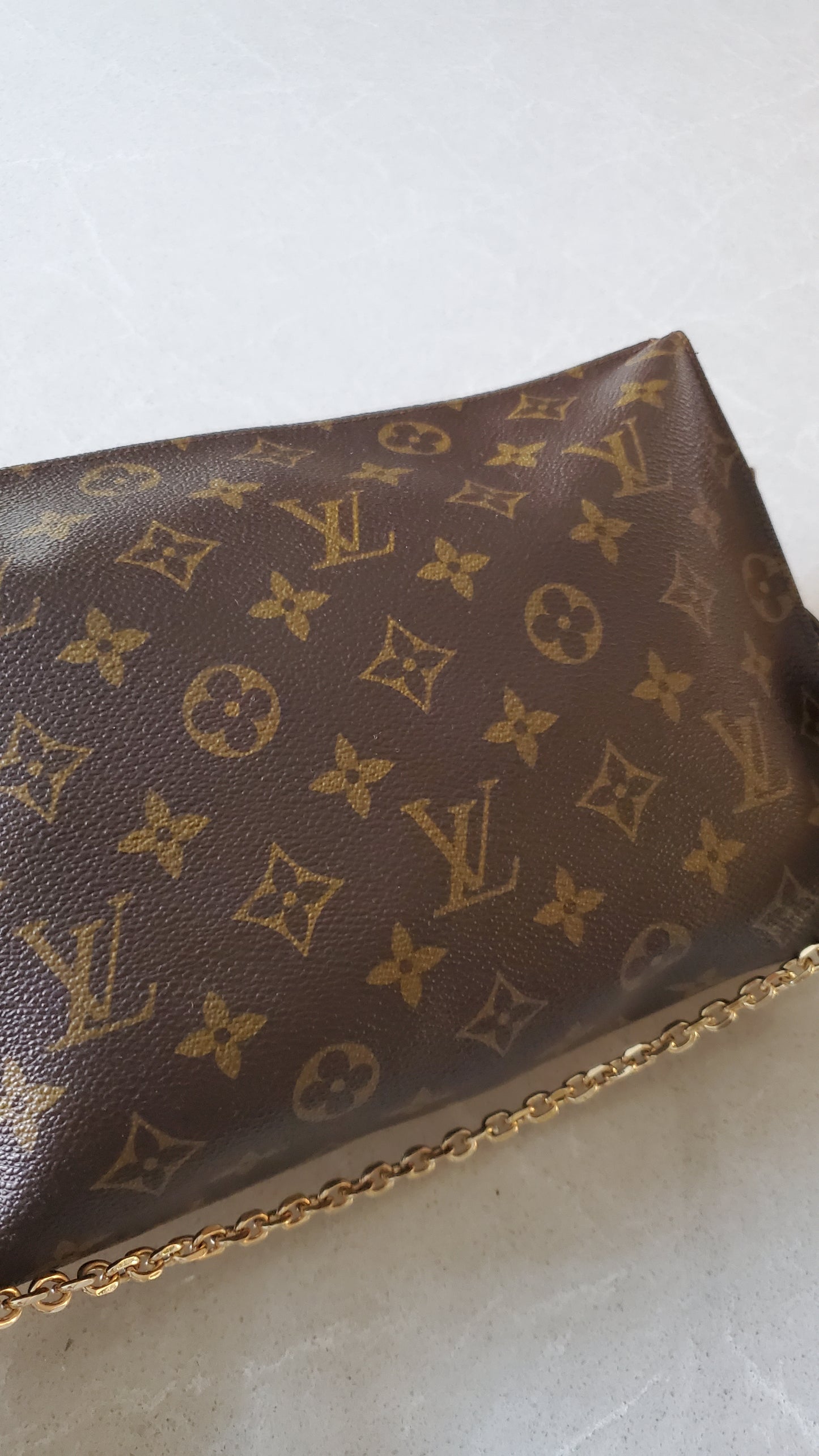 Authentic Vintage Louis Vuitton Upcycle Pouch on Chain & Strap