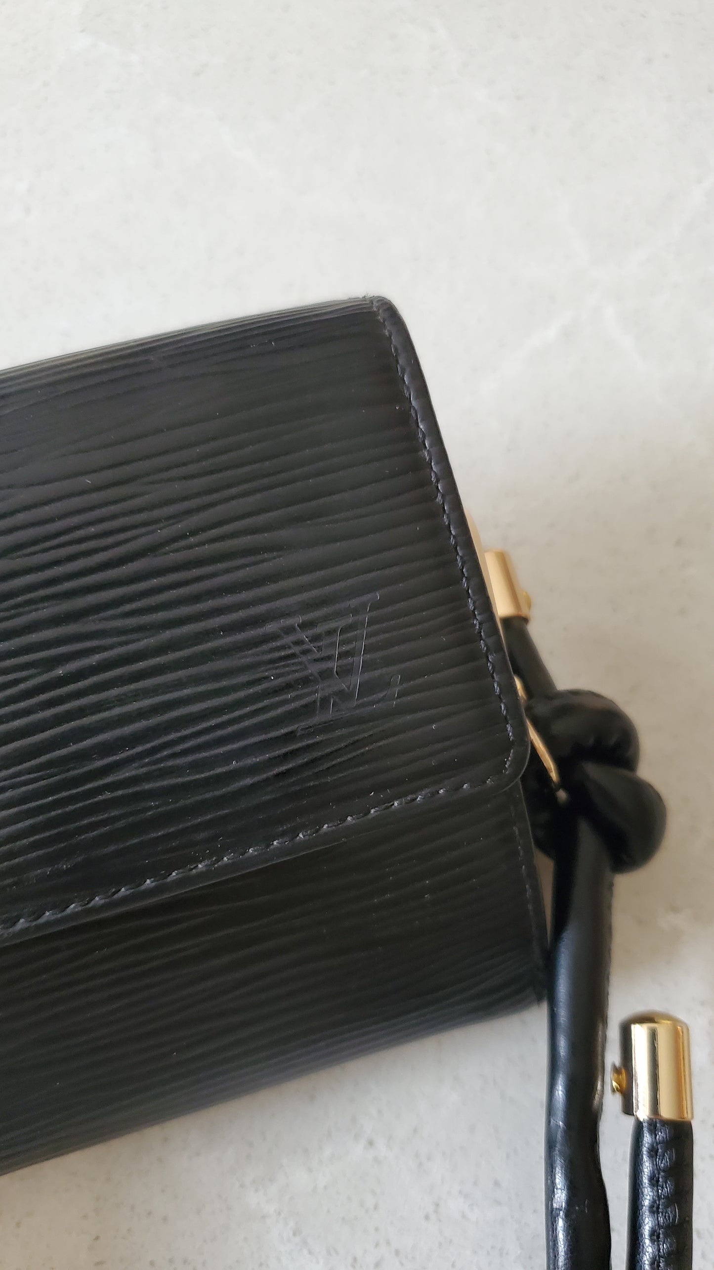Authentic Vintage Louis Vuitton Upcycle Black Epi Small Wallet on Strap