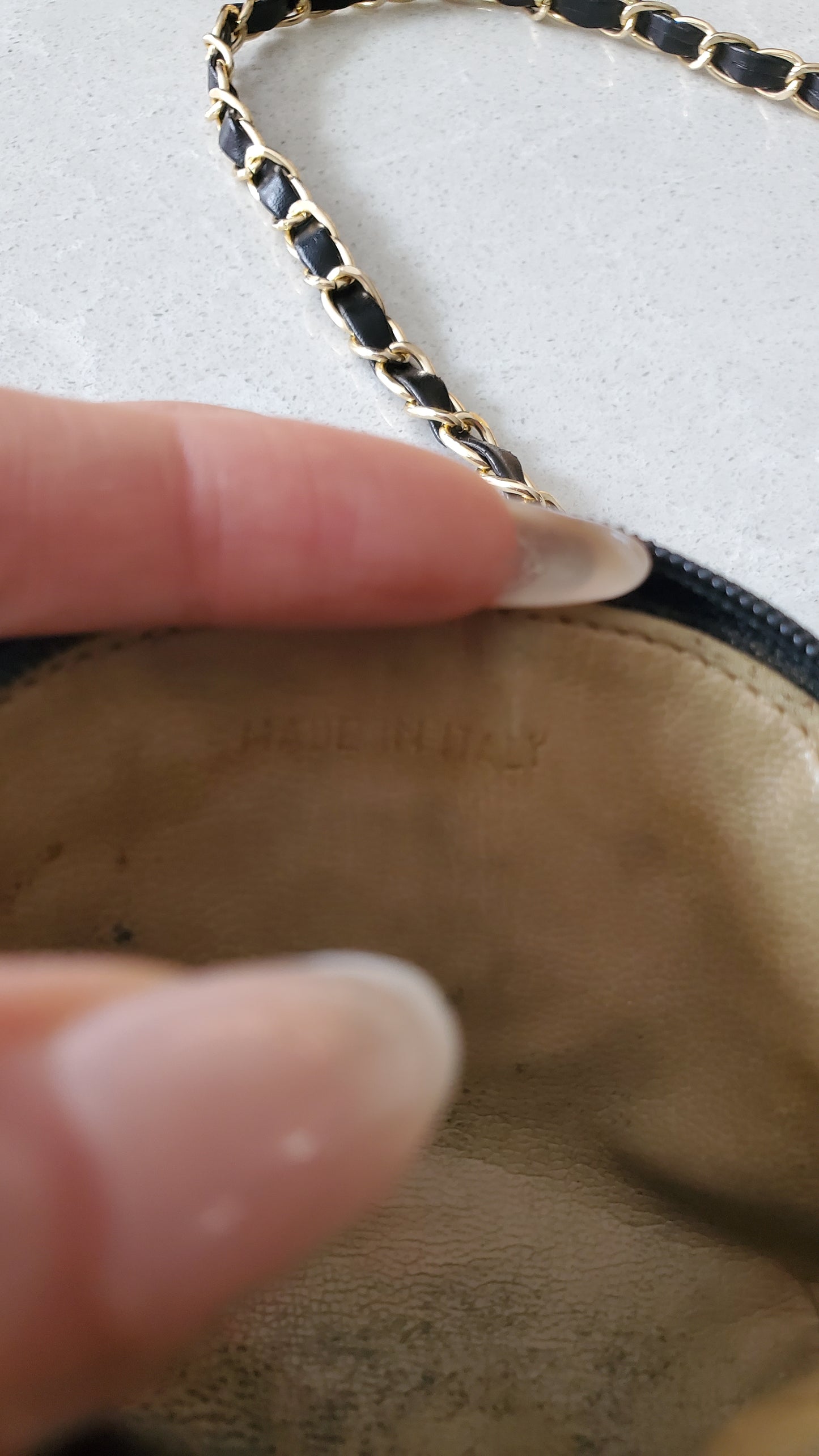 Authentic Vintage Chanel Upcycle Versatile Black Caviar Mini Pouch on Chain