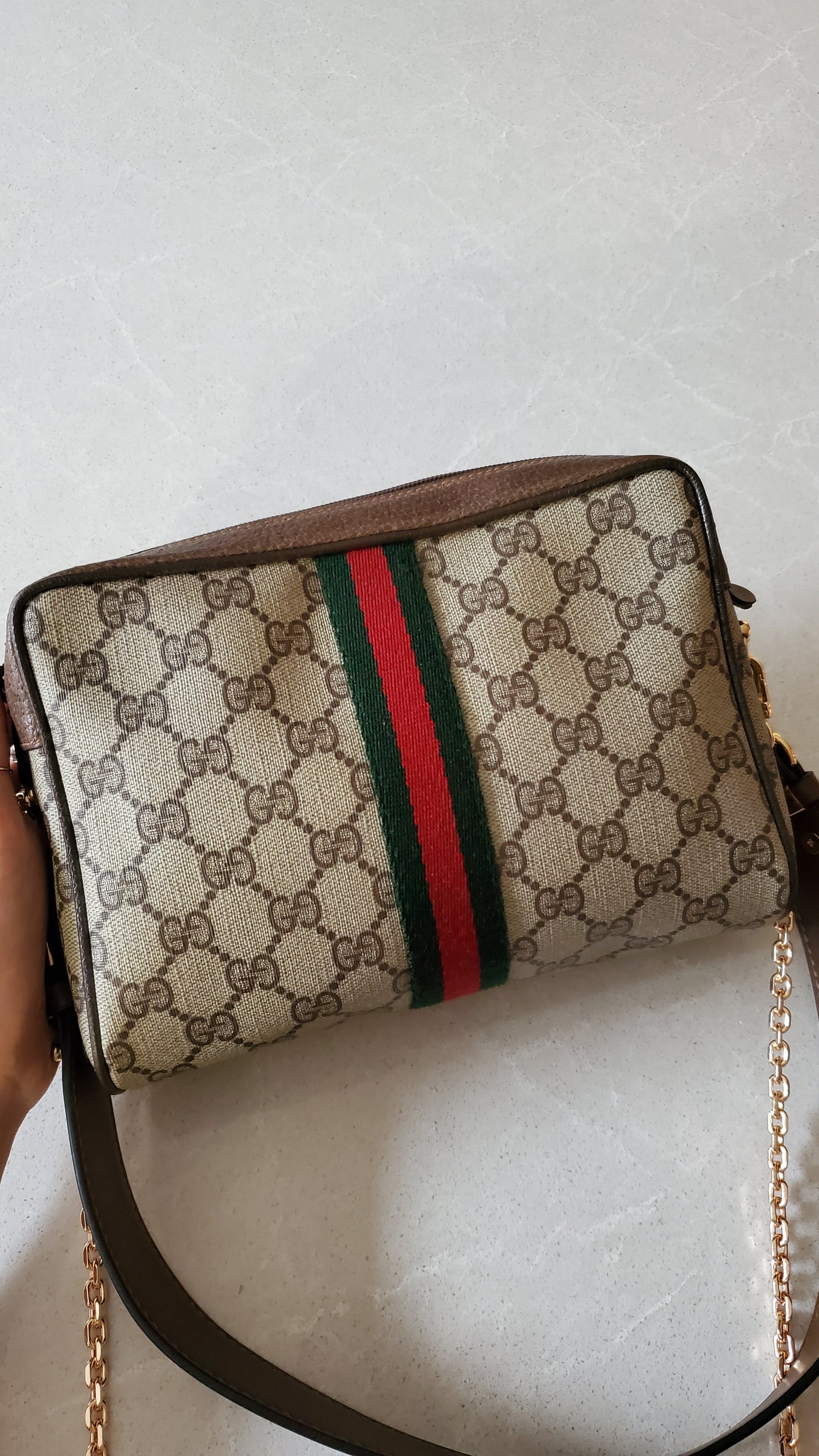 Authentic Vintage Gucci (75.01.012) Upcycle Purse on Chain & Strap