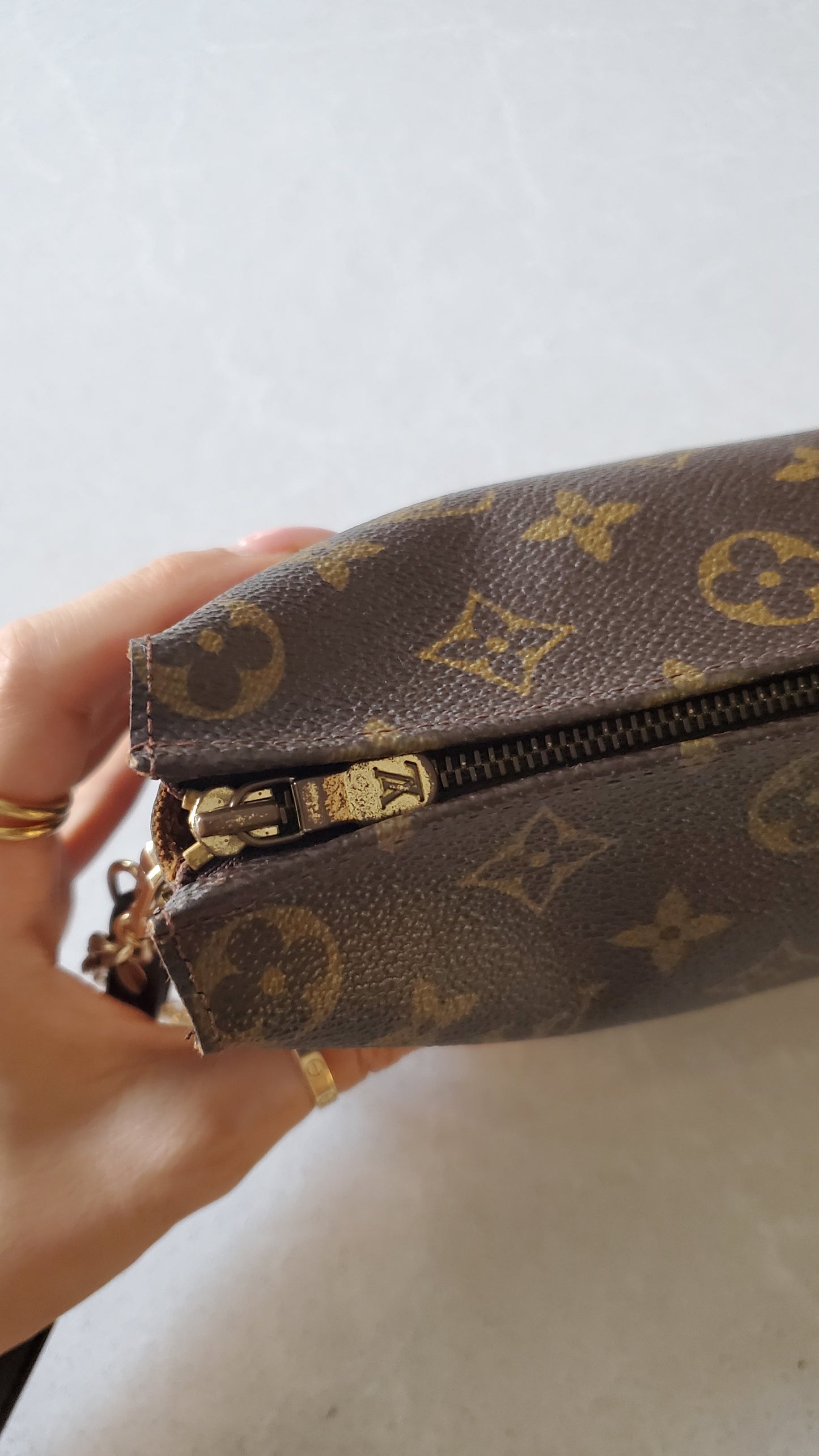 Authentic Vintage Louis Vuitton Upcycle Pouch on Chain & Strap