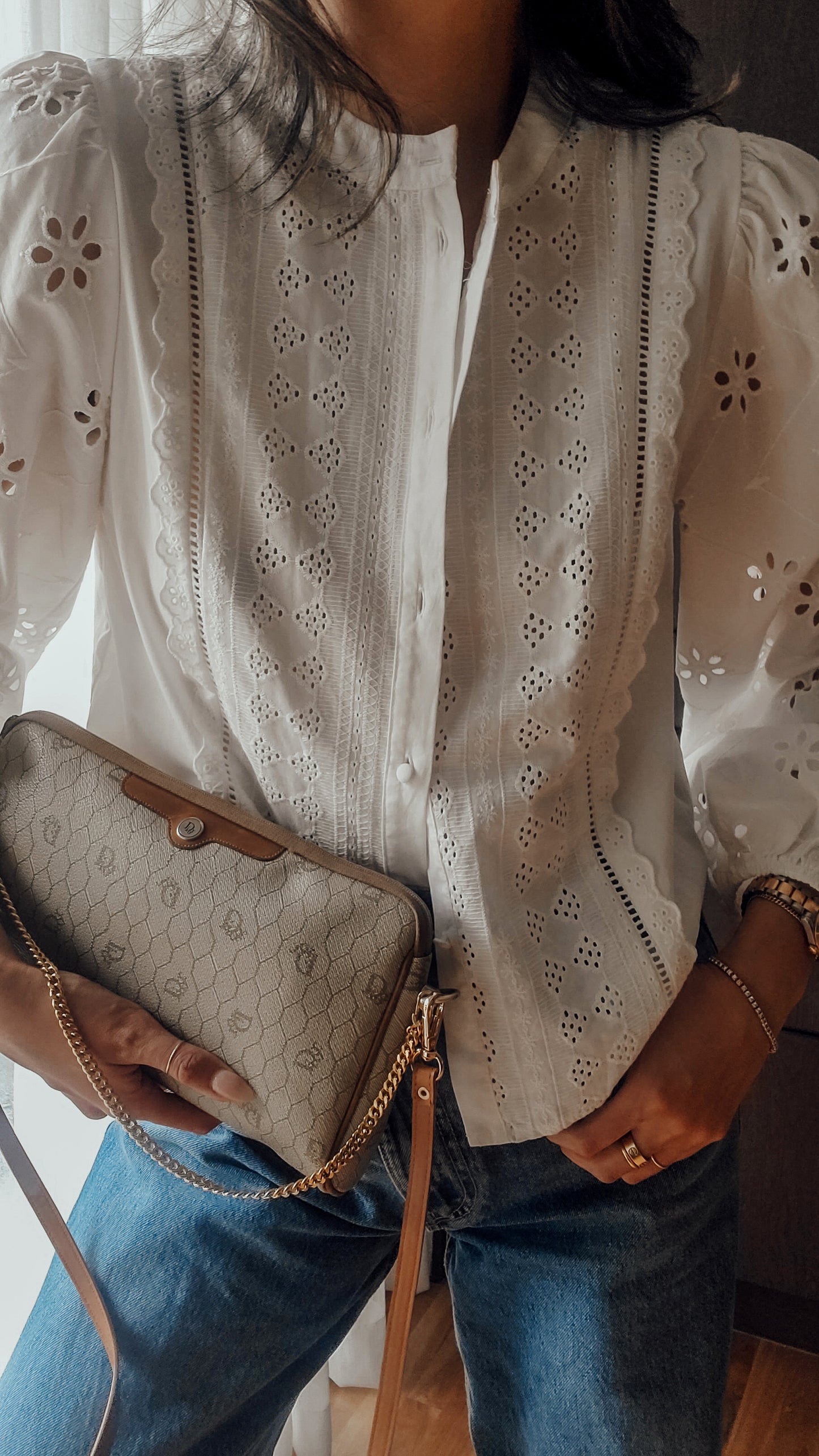 Authentic Vintage Dior Tan Purse on Strap & Chain