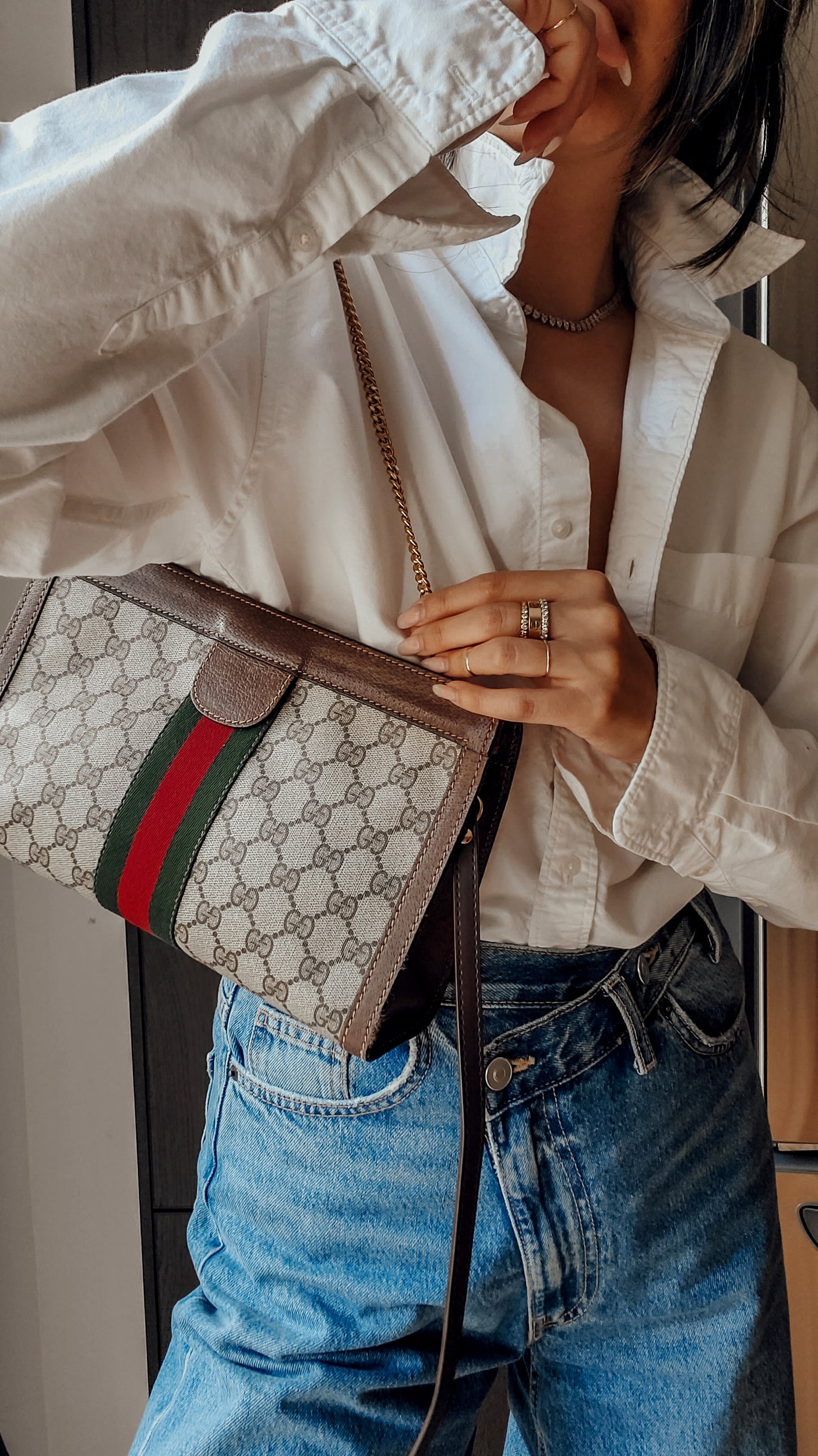 Authentic Vintage Gucci Upcycle Purse on Strap and Chain