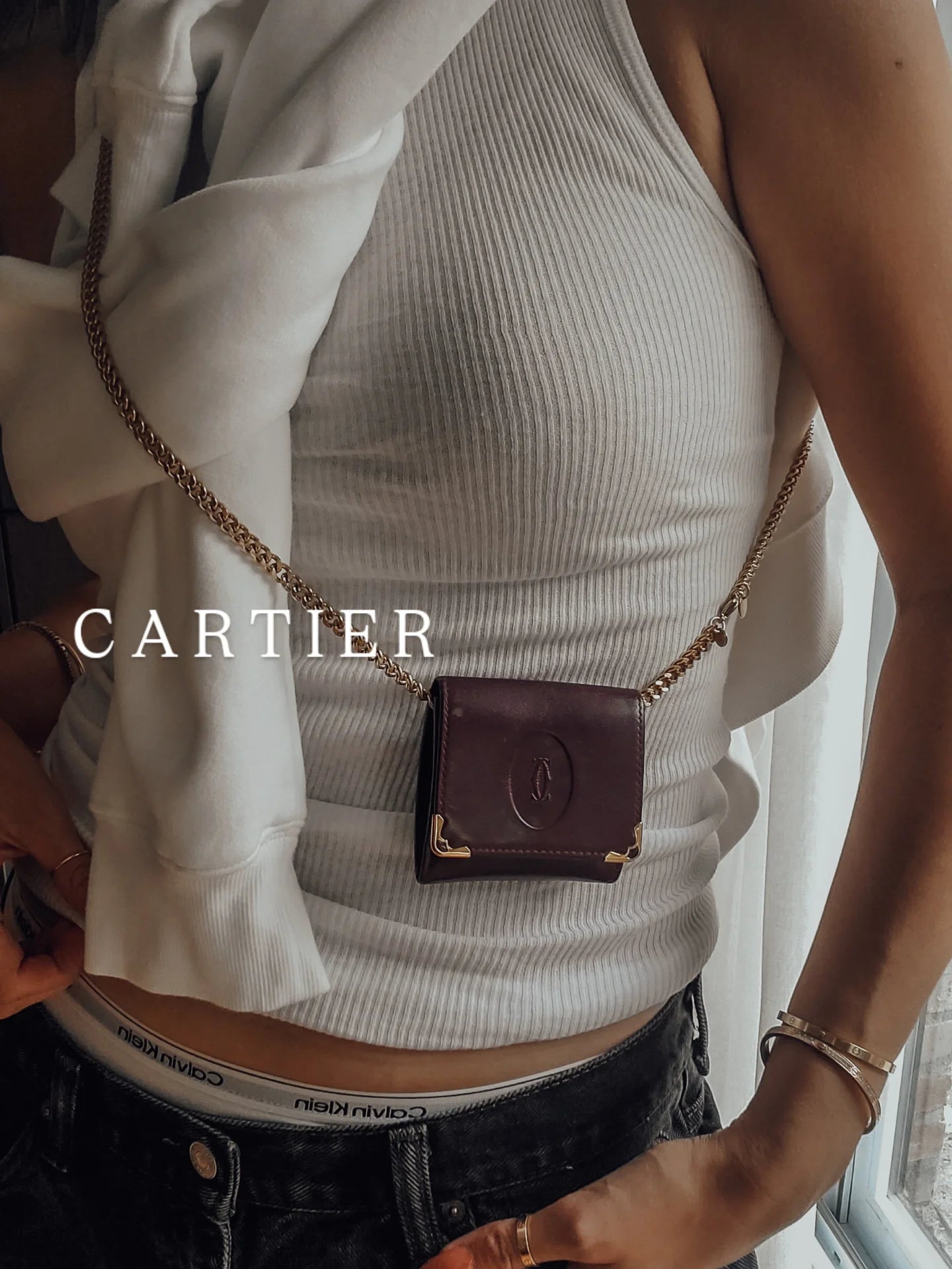 Authentic Vintage Cartier Upcycle Mini Pouch on Chain