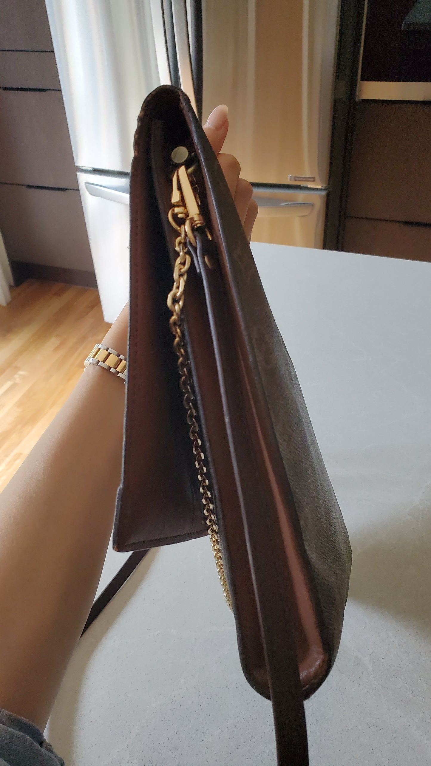 Authentic Vintage Louis Vuitton Upcycle (Large) Purse on Strap & Chain