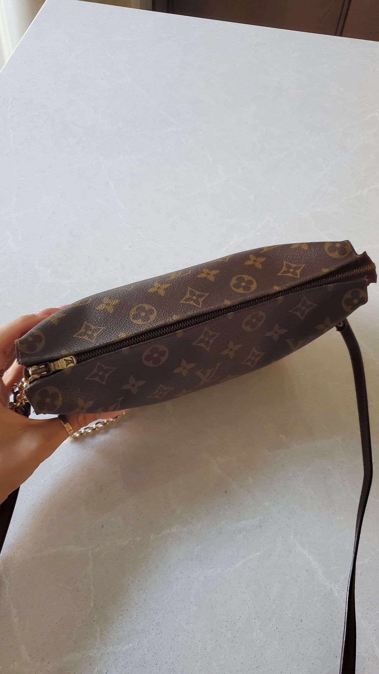Authentic Vintage Louis Vuitton Upcycle Pouch on Chain & Strap